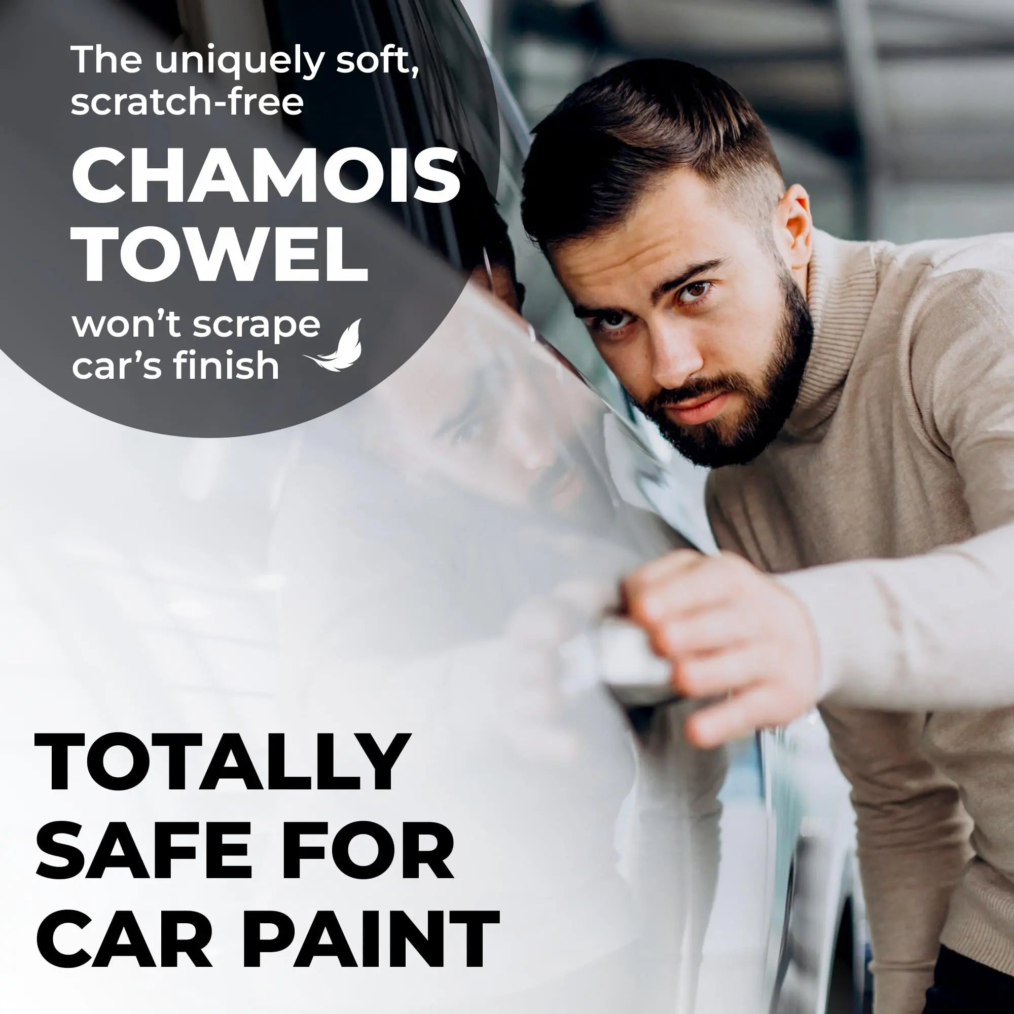 Premium XL Shammy Towel for Car - 2pk (34”x25”) - Super Absorbent Chamois Cloth - Spots & Scratch-Free - Reusable Car Drying Towels