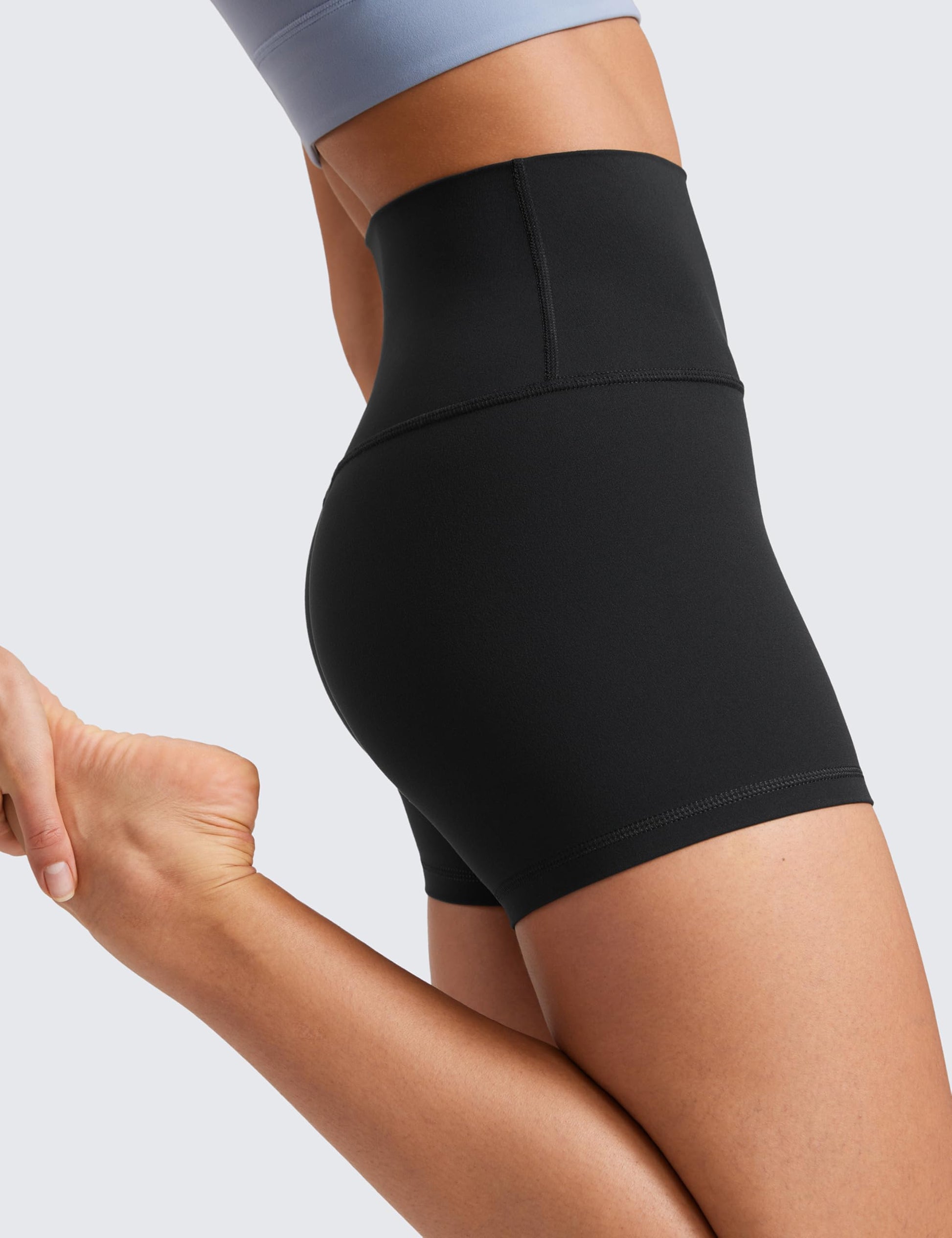 CRZ YOGA Womens Butterluxe Biker Shorts 4'' - High Waisted Booty Workout Volleyball Yoga Spandex Black Small