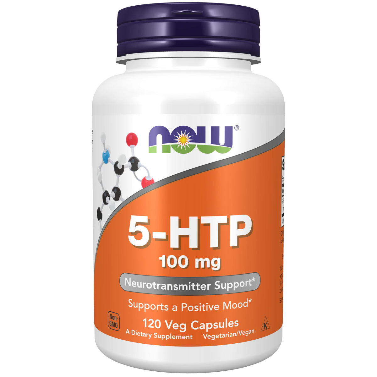 NOW Supplements، 5-HTP (5-هيدروكسي تريبتوفان) 100 ملغ، دعم الناقلات العصبية*، 120 كبسولة نباتية