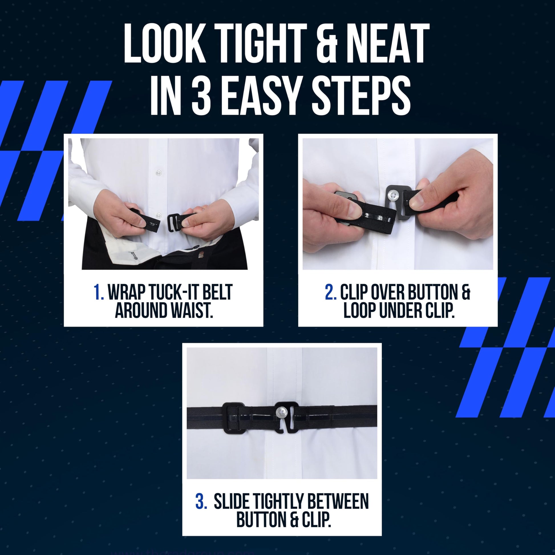 Shirt Stay Plus Tuck-It Belt Style Shirt Stay for Men Police from (Made in USA -Standard Size, Select Series) Shirt Tucker Holder for Law Enforcement