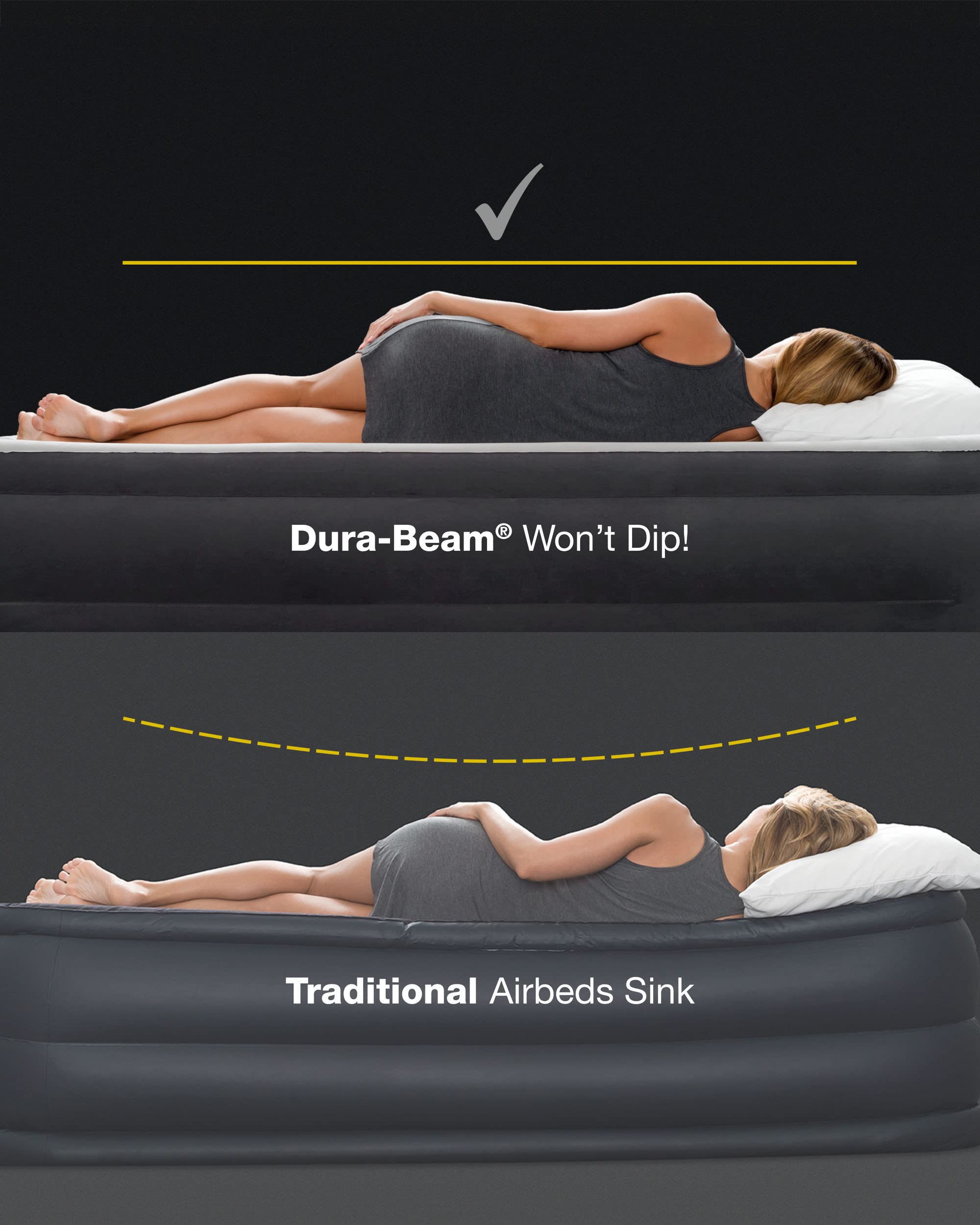 Intex 64112E Dura-Beam Standard Prestige Air Mattress: Fiber-Tech – Twin Size – Built-in USB Electric Pump – 12in Bed Height – 300lb Weight Capacity