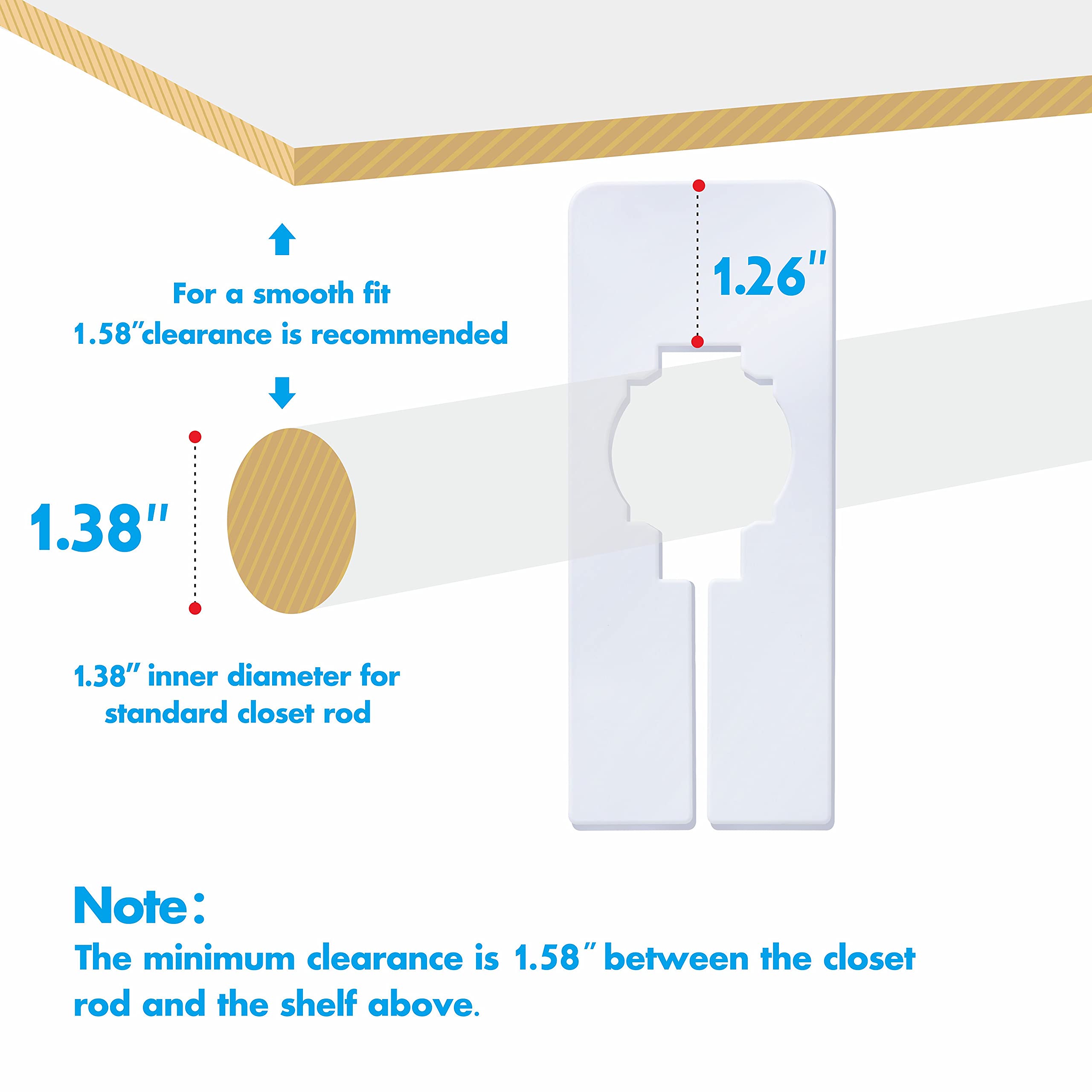30 PCS Rectangular White Plastic Closet Dividers with a Bonus Marker, Writable and Reusable for Sorting Clothing Size, Color, Size 2” x 5.4’’(Inner Diameter 1.38”)