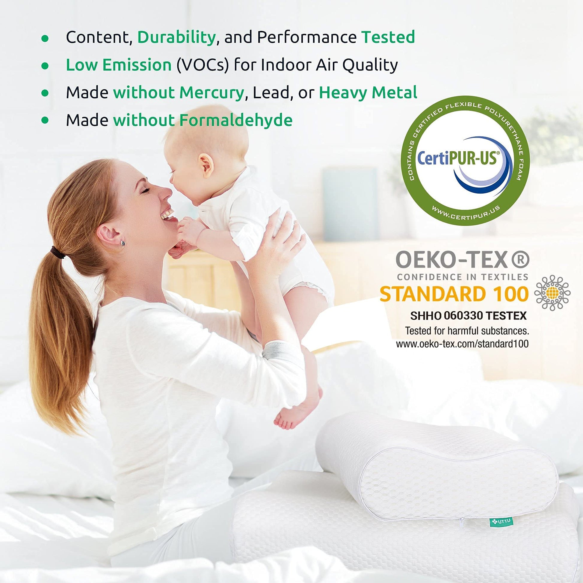 UTTU Cervical Pillow for Neck Strain Relief, Memory Foam Neck Pillow for Sleeping, Adjustable Orthopedic Sandwich Pillow, Contour Cooling for Side Back Stomach Sleeper, Queen(23.6"×14"×4.7"/3.9")