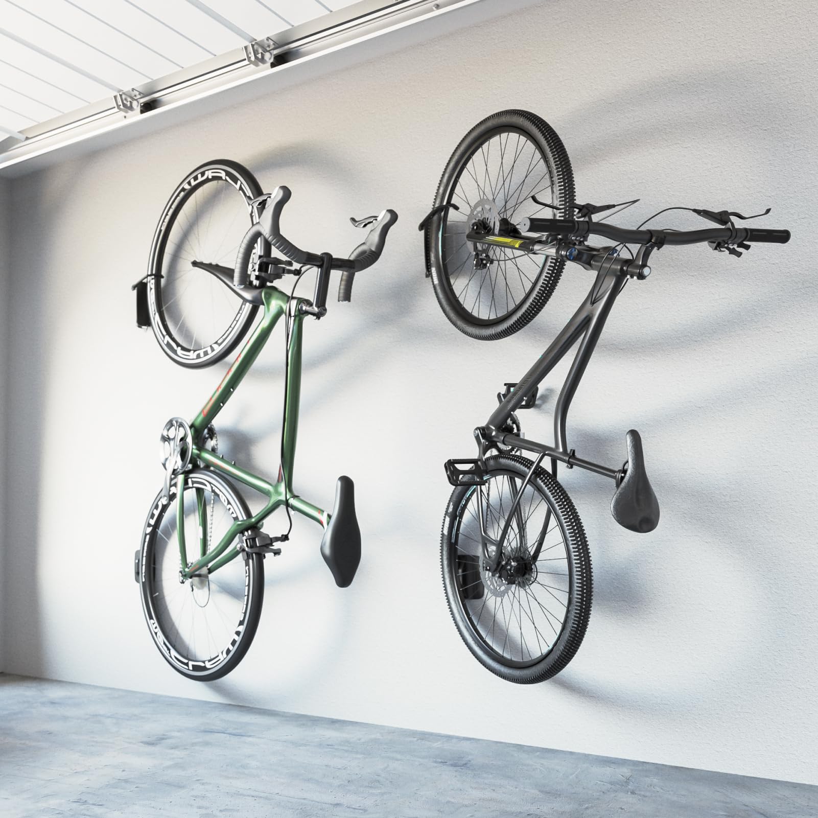 monTEK Swivel Bike Wall Mount, Bike Hangers for Garage, Space-Saving Vertical Bike Rack, Sturdy Bike Storage Rack Holds Up to 66lbs, Easy to Install, 2 Pack