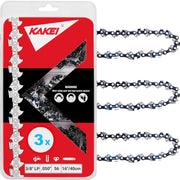 KAKEI 16 Inch Chainsaw Chain 3/8" LP Pitch .050" Gauge 56 Drive Links Fits Craftsman, Poulan, Ryobi, Echo, Greenworks and More- S56 (3 Chains)