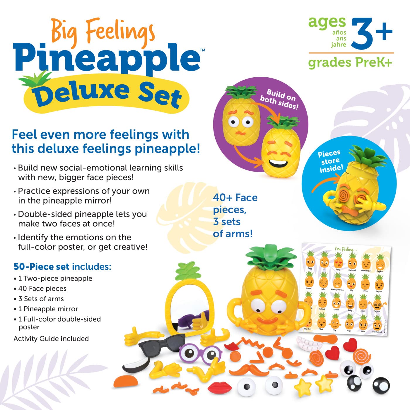 Learning Resources Big Feelings Pineapple Deluxe Set - Fine Motor Toys, Social Emotional Skills Regulation Tools for Kids, Gifts for Boys and Girls, Classroom Must Haves, Occupational Games