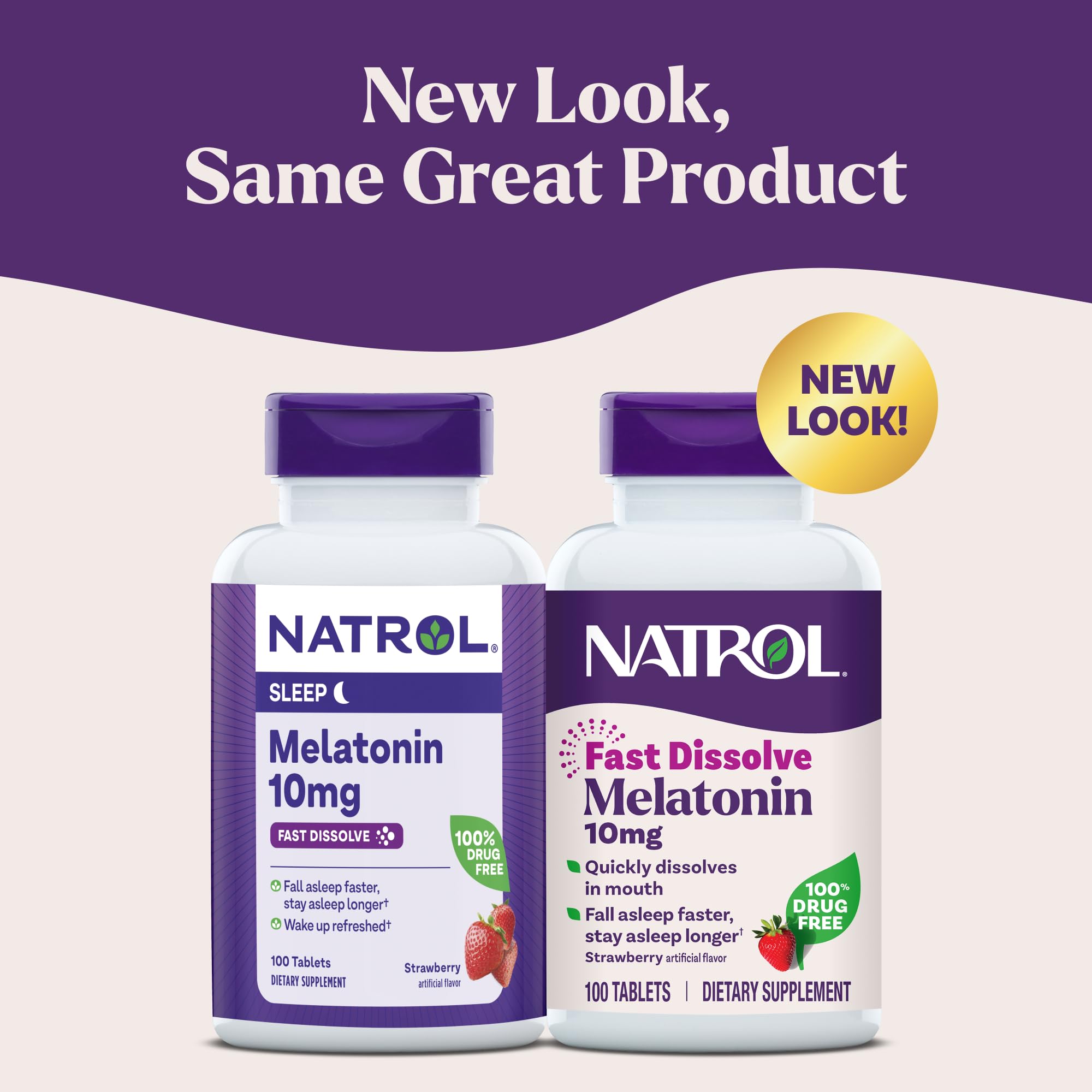Natrol Fast Dissolve Melatonin 10mg Tablets - Strawberry Flavor, 100 Count, Sleep Support Melatonin Tablets for Adults, 100-Day Supply