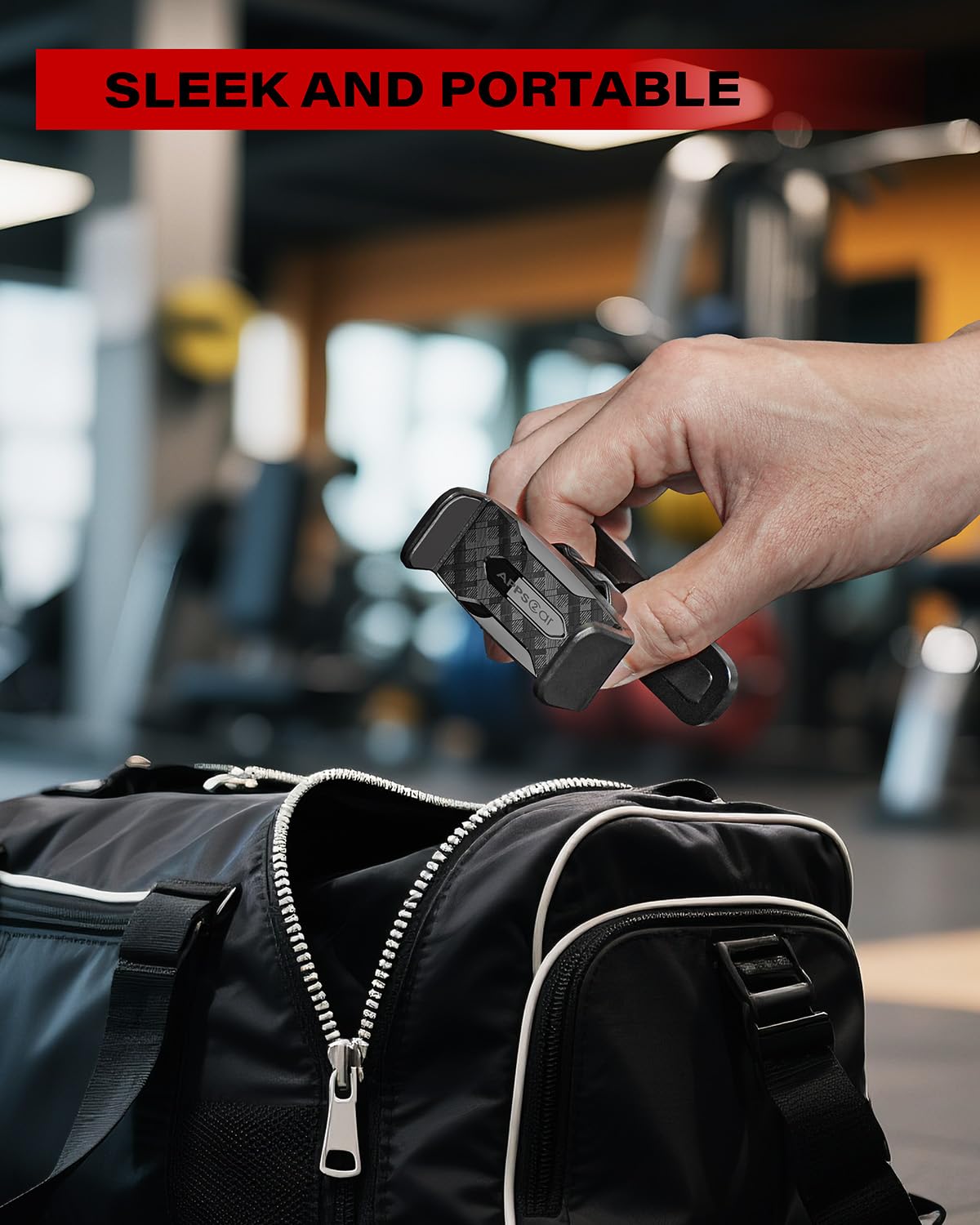 APPS2Car Gym Magnetic Phone Holder, 360 Adjustable, Compatible with 4.7-6.5" Smartphones, Alloy Base and Joint, Black