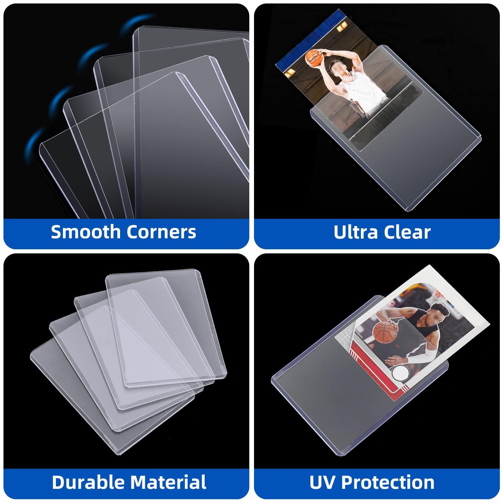 400 Card Sleeves Top Loaders for Cards, Arjiekwei 3"X4" Baseball Card Protectors Hard Plastic, Premium Toploaders Card Holder for Trading Sports Football Game Cards(200 Top Loaders + 200 Card Sleeves)