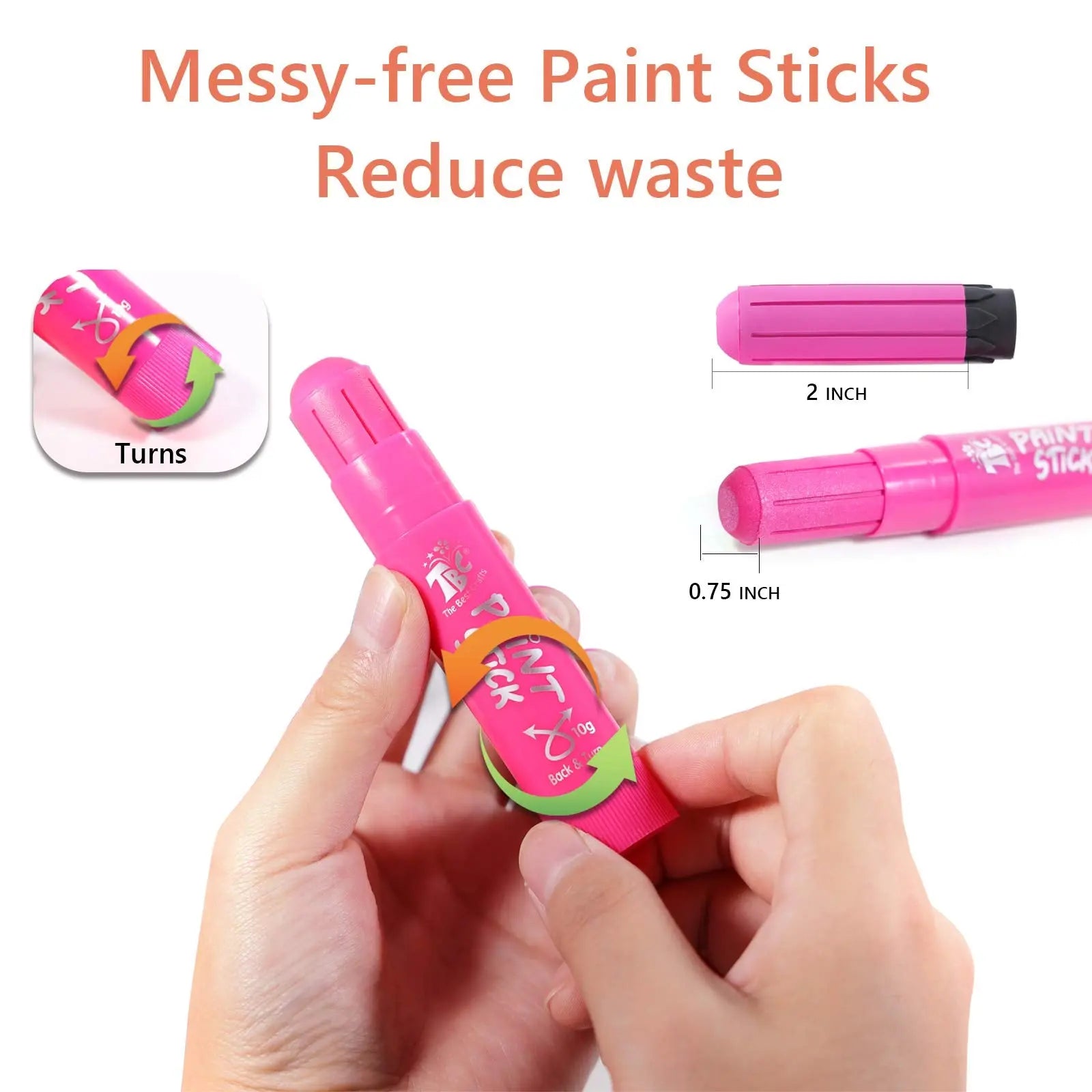 TBC The Best Crafts Paint Sticks,12 Classic Colors, Washable, Non-toxic, Tempera Paint Sticks for Kids and Students