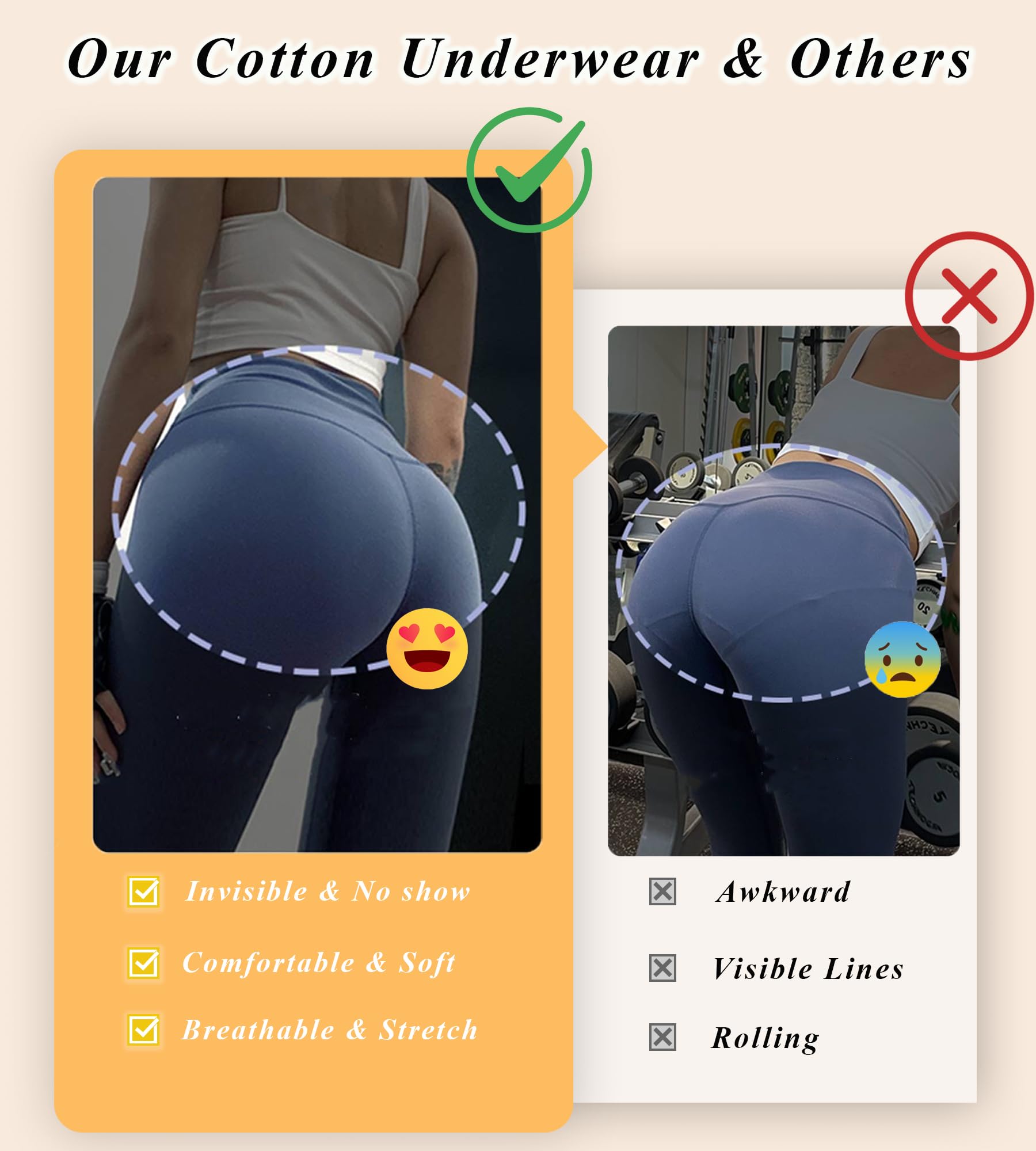 READY TO LOVE Cotton Underwear for Women Pack Breathable Thongs for Women Sexy Stretch Soft Womens Panties Thong XS-XL