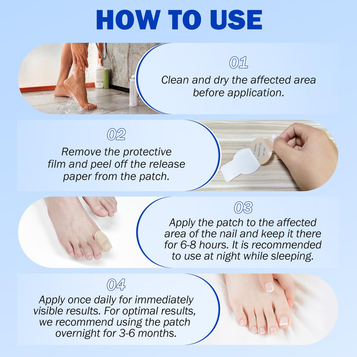 Nail Patches 21 PCS Toenail Treatment Extra Strength 8-Hour Overnight Nail Fast Acting Repair Effortless Hydrogel Nail Care and Repair for Damaged Nails Overnight Renewal for Men and Women