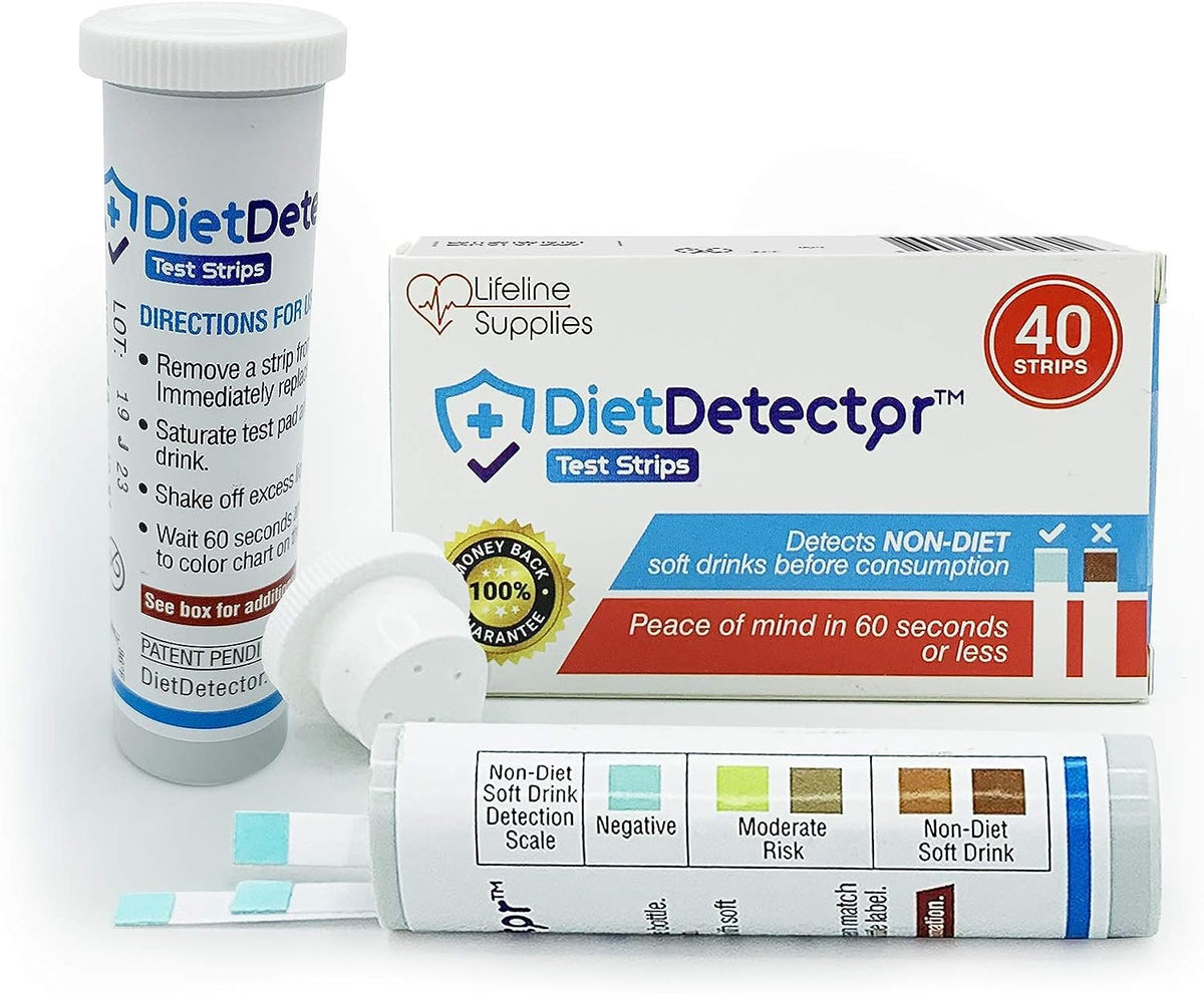 DietDetector Teststreifen – Erkennt nicht-Diät-Softdrinks vor versehentlichem Verzehr – Ein Muss für Diabetiker und Gesundheitsbewusste – 40 Streifen pro Box