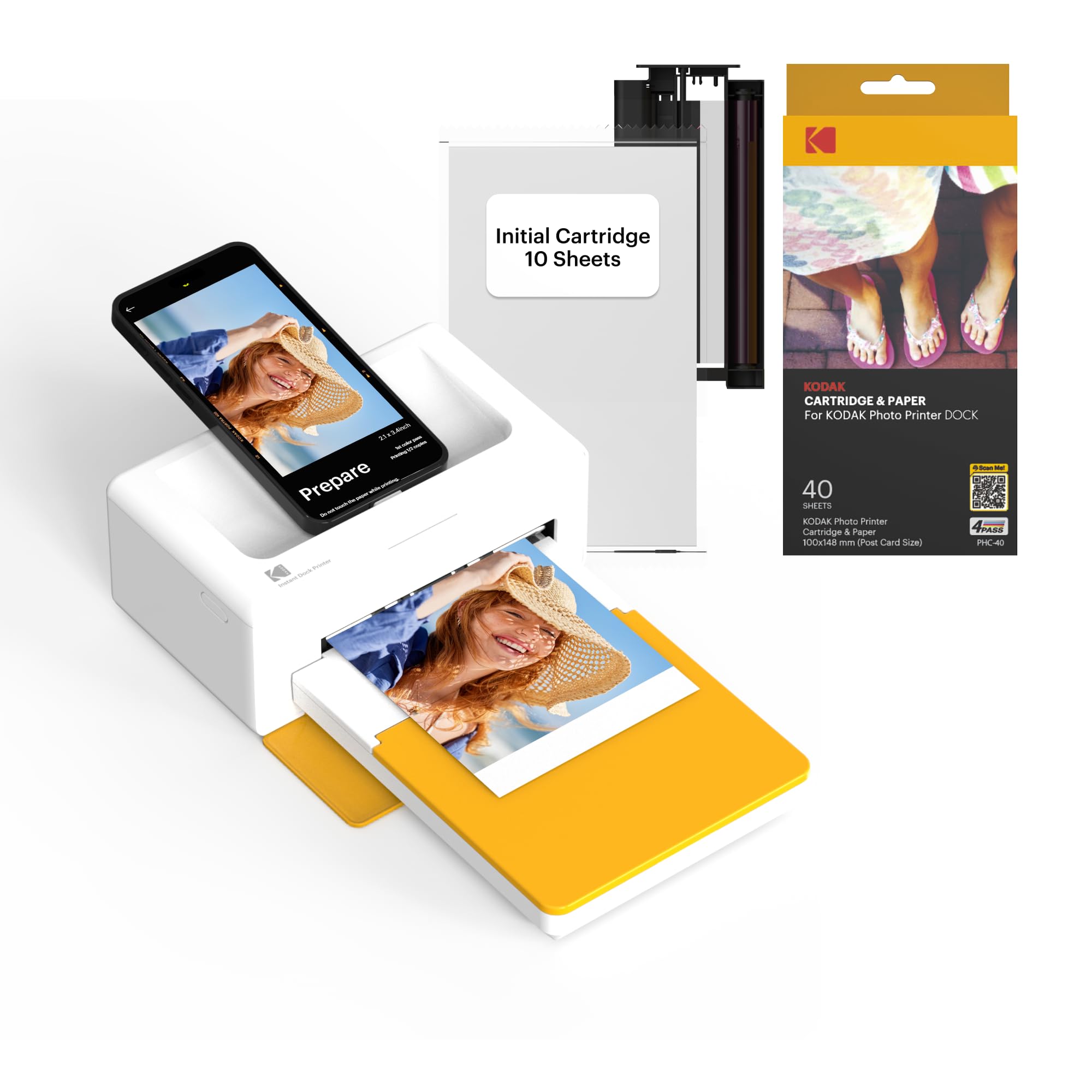 KODAK Dock Plus 4PASS Instant Photo Printer, 4x6 inches, 90 Sheets Bundle