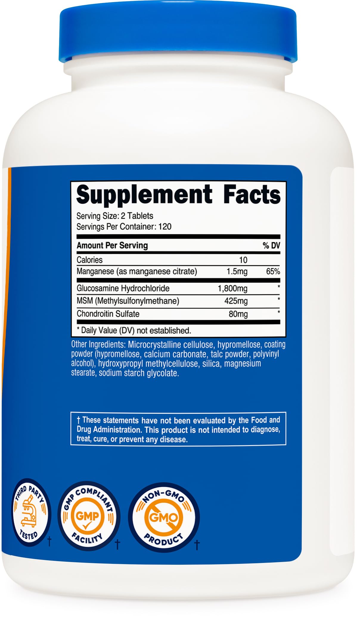 Nutricost Glucosamine 1800mg with Chondroitin & MSM, 240 Tablets, 120 Servings - Non-GMO, Gluten Free