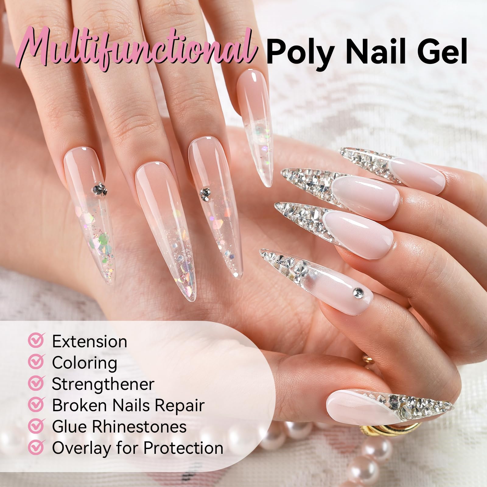 Makartt Poly Nail Gel: Clear 50ML Gel Builder for Natural-Looking Strengthener 3D Molding Gel for Trendy Nail Art-Long-Lasting and Easy to Use Supplies