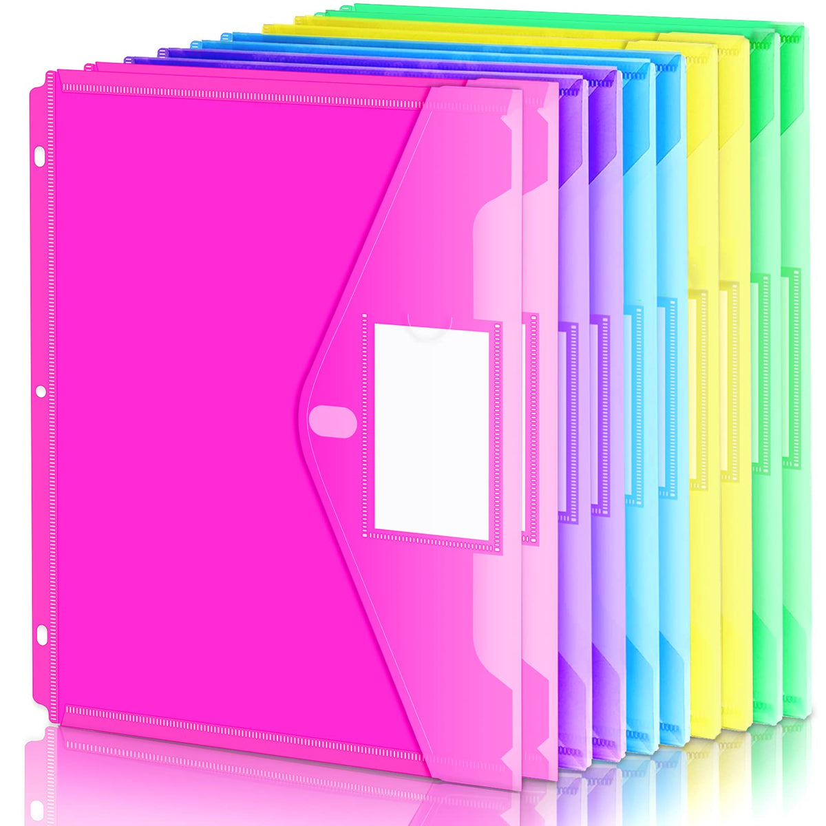 Forvencer Binder Pocket, 10 Pack Super Heavyweight Plastic Folders with Tight Closure, Folders with Pockets Side Loading, Binder Organizer, Binder Dividers with Pockets, Letter Size, Assorted Colors