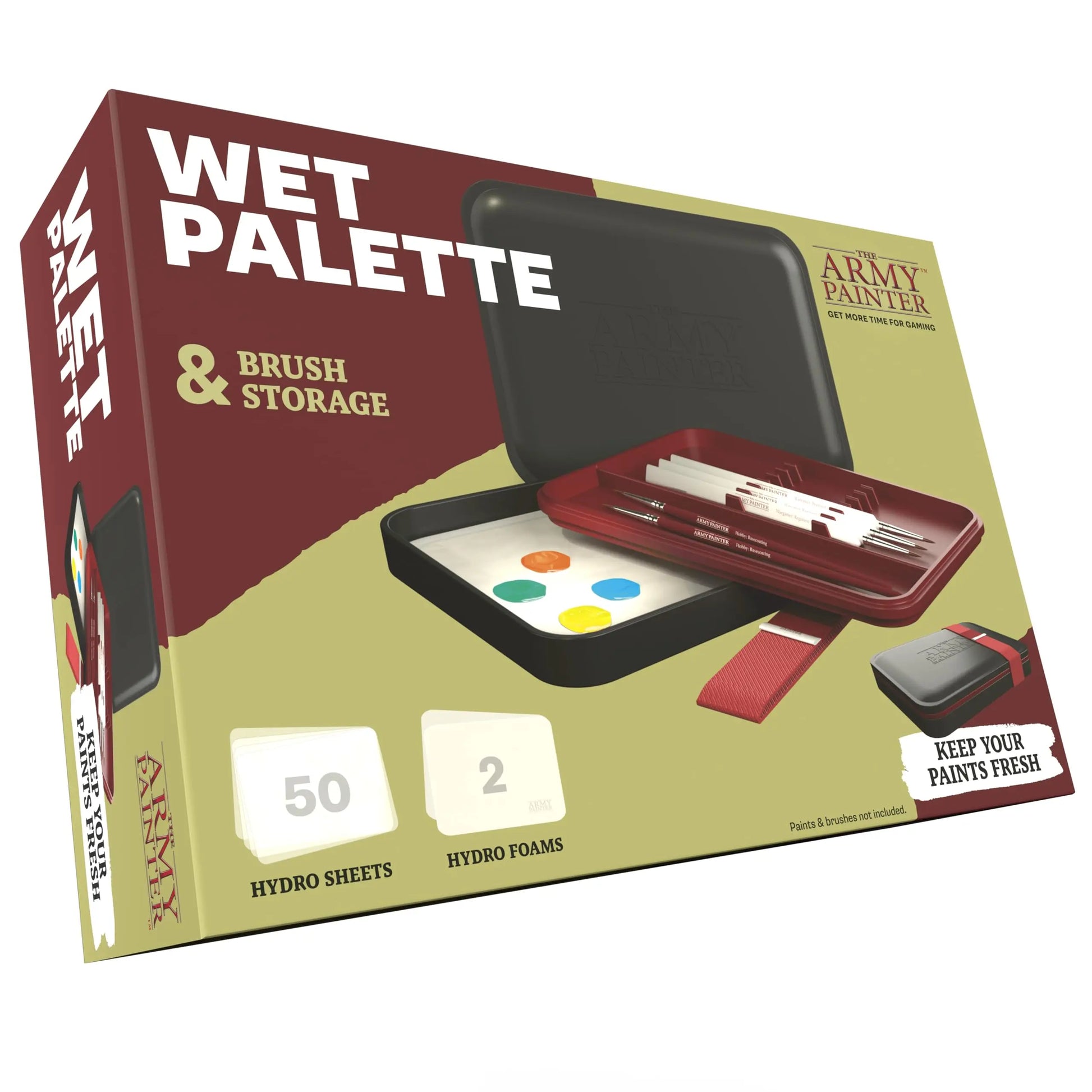 The Army Painter Hydropack Bundle Stay Wet Palette for Acrylic Painting - Acrylic Paint Palette, 50 Pcs Wet Palette Paper, and 2 Wet Pallet Sponges