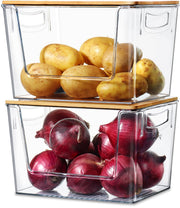 Pantry Organizers Storage, 2 Pack Stackable Kitchen Counter Bins for Onion Potato Garlic, Fruit Vegetable Produce Storage Space-Saving Countertop Organizer (12" x 7" x7")