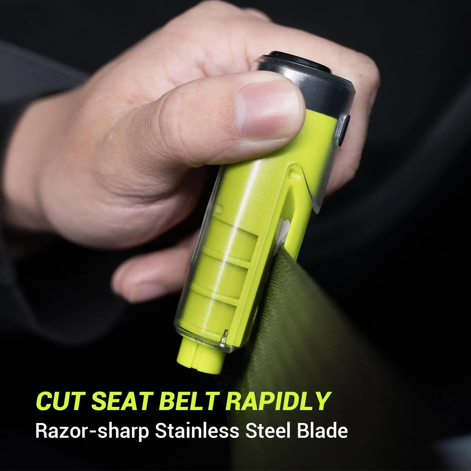 SodaRide Window Breaker Seatbelt Cutter with Flashlight,2 in 1 Car Escape Tool Key Chain,Safe Hammer Glass Breaker Under Water,2 Pack Green