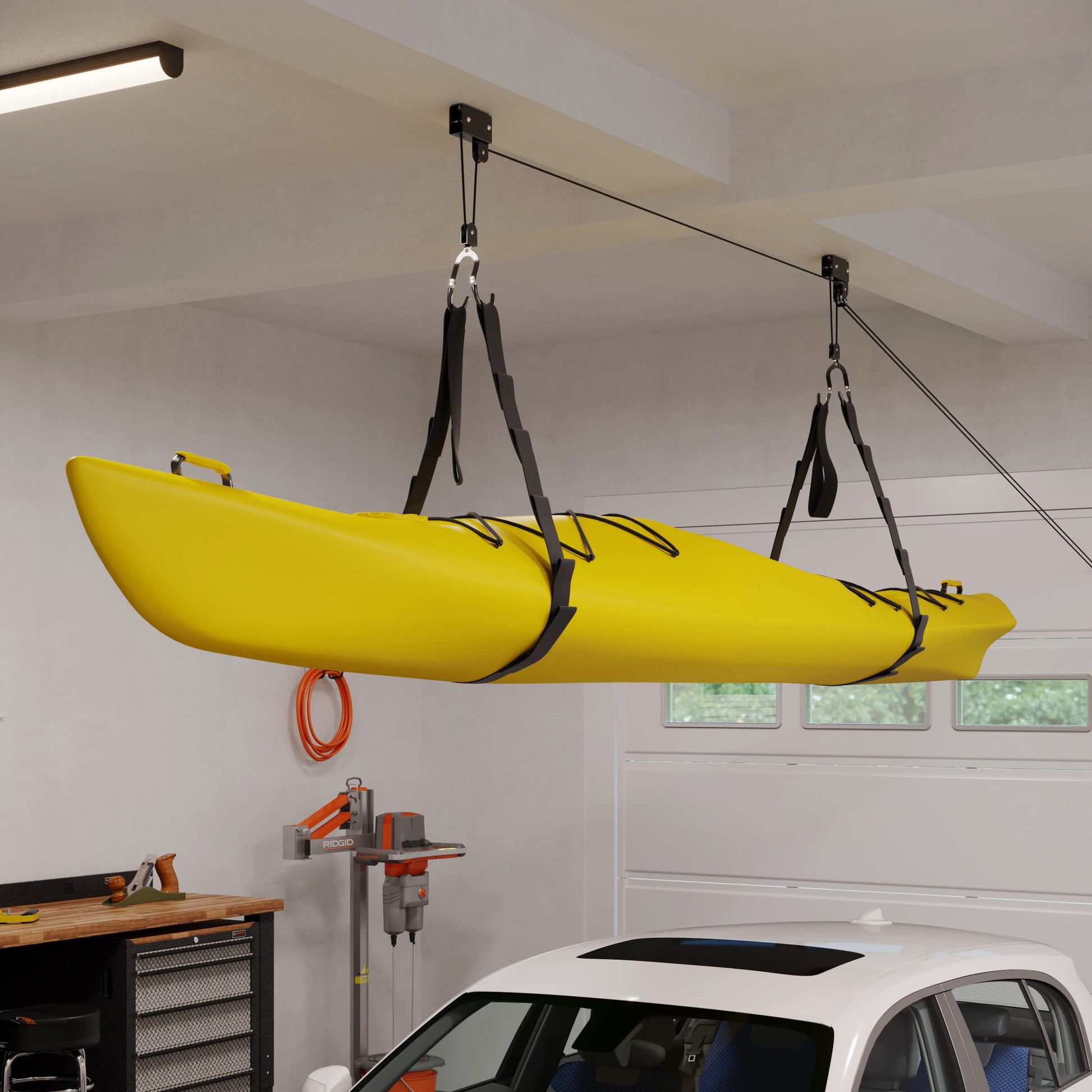 RAD Sportz Kayak Hoist Quality Garage Storage Canoe Lift with 125 lb Capacity Even Works as Ladder Lift Premium Quality
