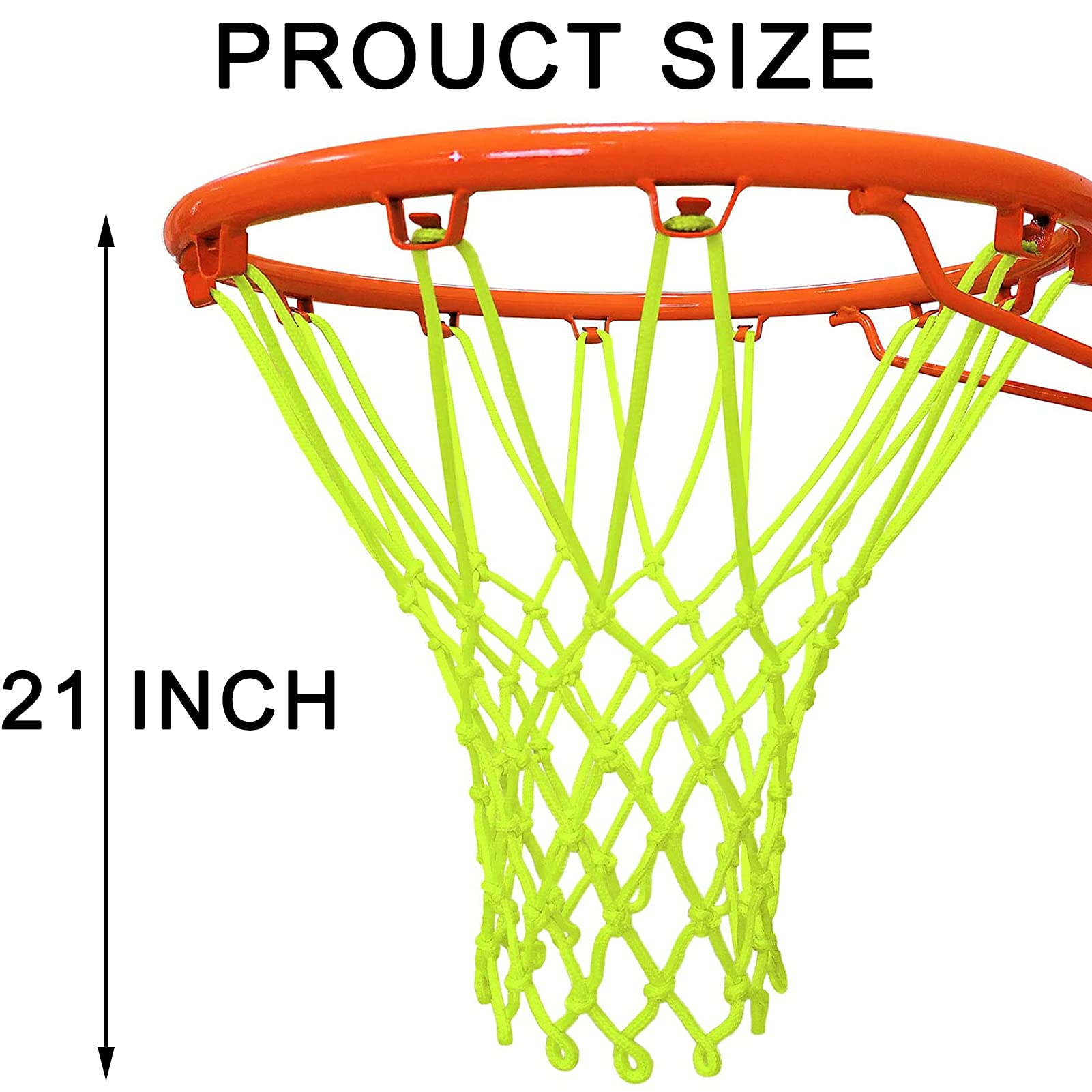 NEIJIANG Glow Basketball Net, Nightlight Basketball Net Luminous Outdoor Portable Sun Powered Sport Nylon (Yellowish Green)