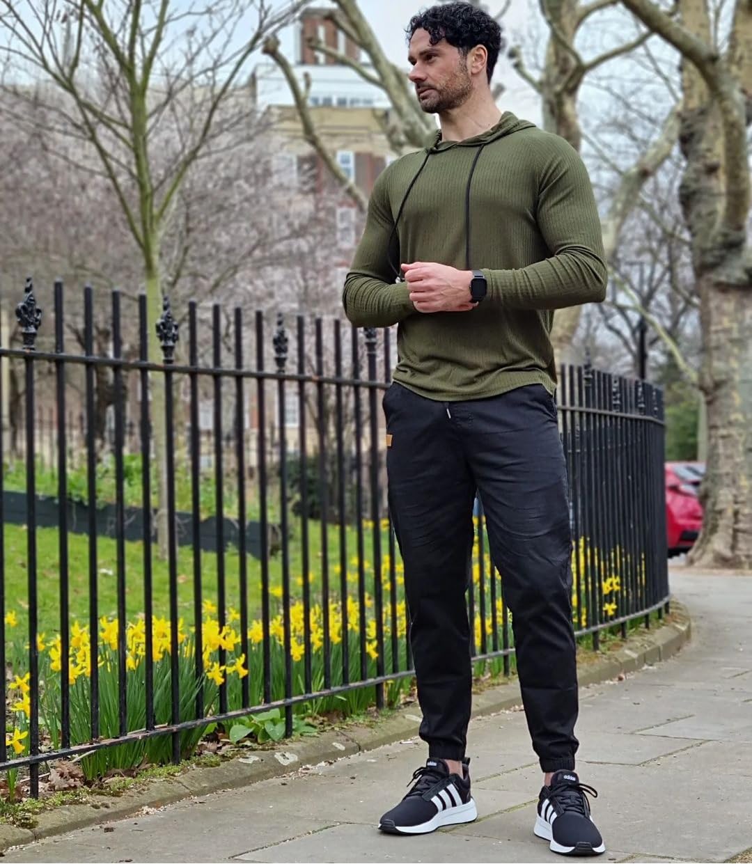 JMIERR Mens Casual Joggers Pants - Cotton Drawstring Chino Cargo Pants Hiking Outdoor Gym Twill Track Jogging Yoga Sweatpants Travel Jogger Pants with Pockets for Men, L A Black