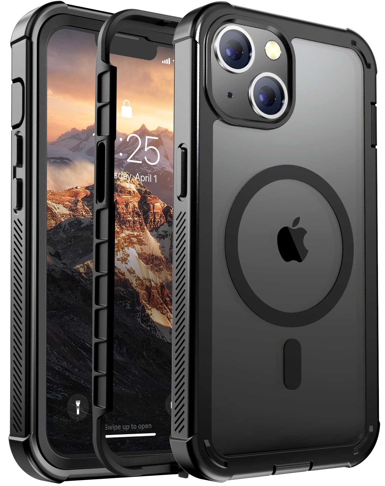jaroco for iPhone 14 case, with [Compatible with MagSafe][Military Grade Drop Protection][Heavy Duty Protection][Non-Slip][Shockproof] with 2-Layer Durable Bumper Phone Case 6.1''-Black