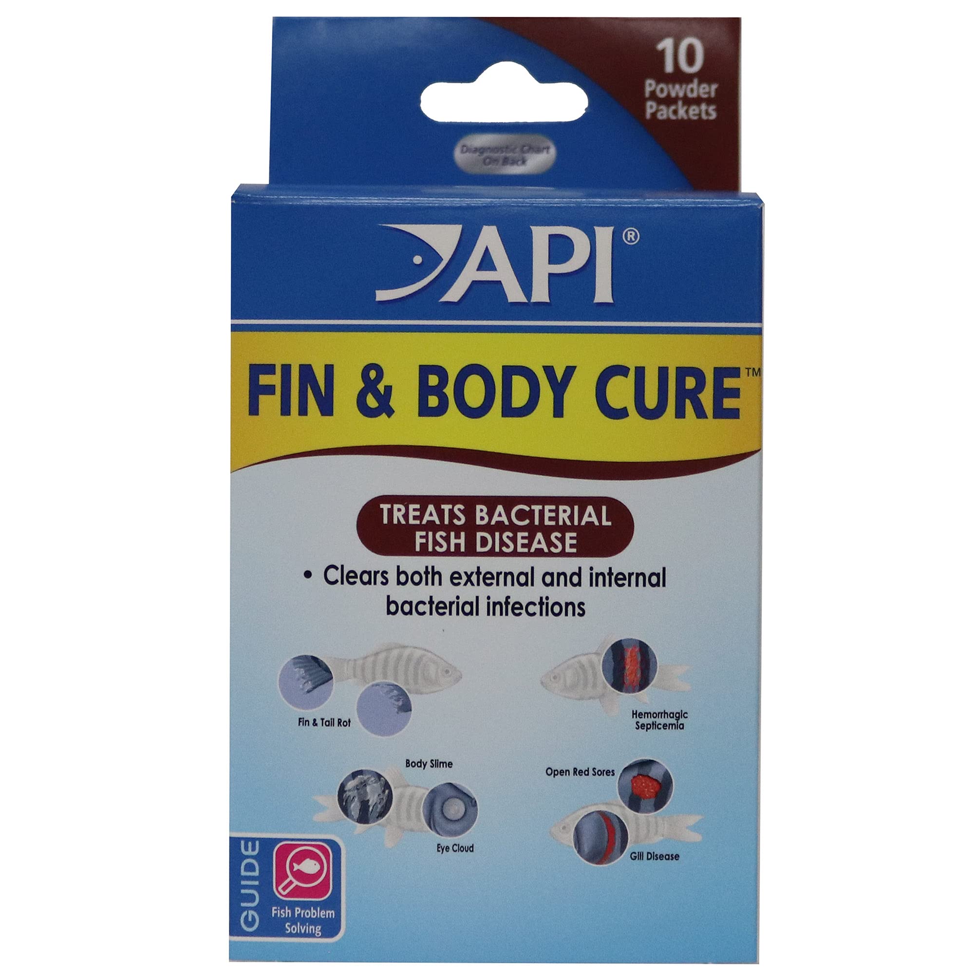 API FIN & BODY CURE Frischwasser-Fischpulvermedikament 10-Zähleinheiten-Box