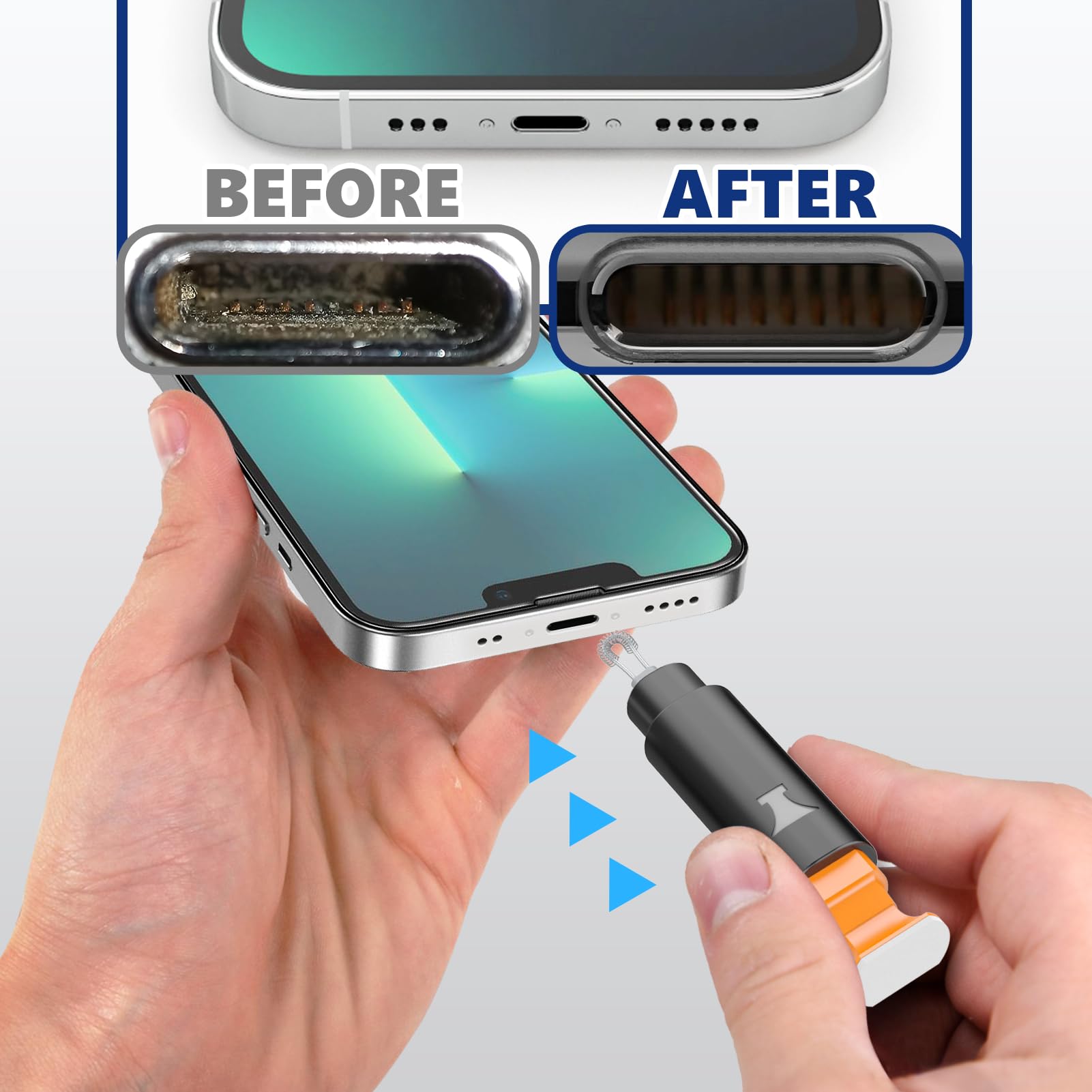 Edglete for iPhone Cleaning Kit, Cleaner Kit for AirPod, iPhone Cleaner Charging Port Cleaning, Portable Cell Phone Repair Restore Tool for iPad Lightning Charger Cables Connectors Electronic Devices