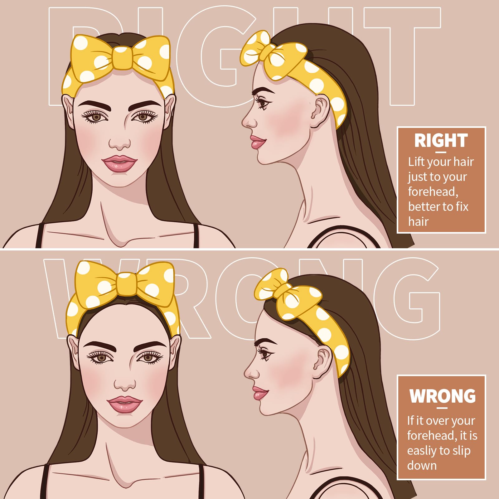 Teenitor 5pcs Makeup Headband with Removable Bow, Spa Headband for Washing Face, Makeup, Shower, Microfiber Skin Care Hairband for Girls Women Gift