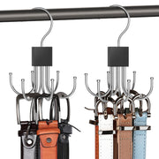 Belt Hanger, Belt Organizer for Closet 360° Rotatable Max 48 Belt Storage Rack Space Saving Closet Organizers and Storage for Belt, Bra, Tank Top, Tie, Scarf, Purse 2Pcs