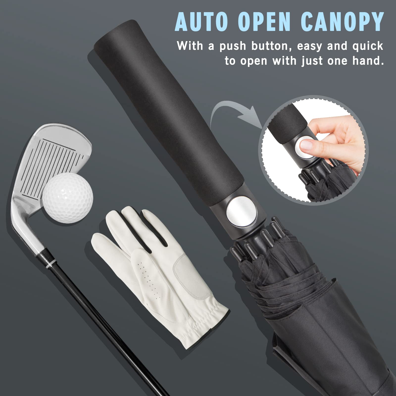 ZOMAKE Large Golf Umbrella for Rain Heavy Duty,Big Golf umbrellas Windproof,62 Inch Extra Large Oversized Umbrella(Black)