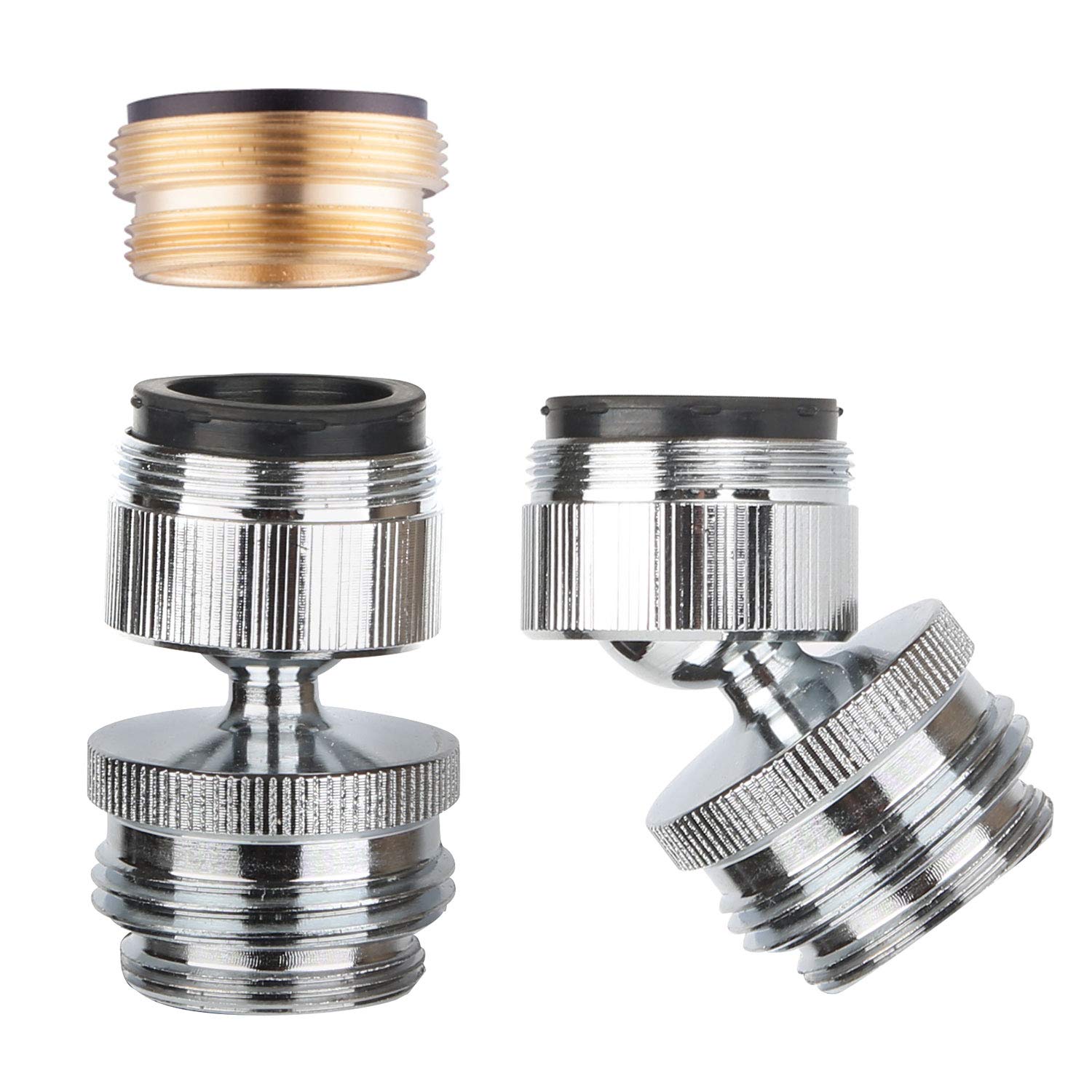 Hibbent Faucet Adapter Kit, Swivel Aerator Adapter to Connect Garden Hose - Multi-Thread Kitchen Sink Faucet to Garden Hose Adapter 3/4 Inch - Chrome Finished