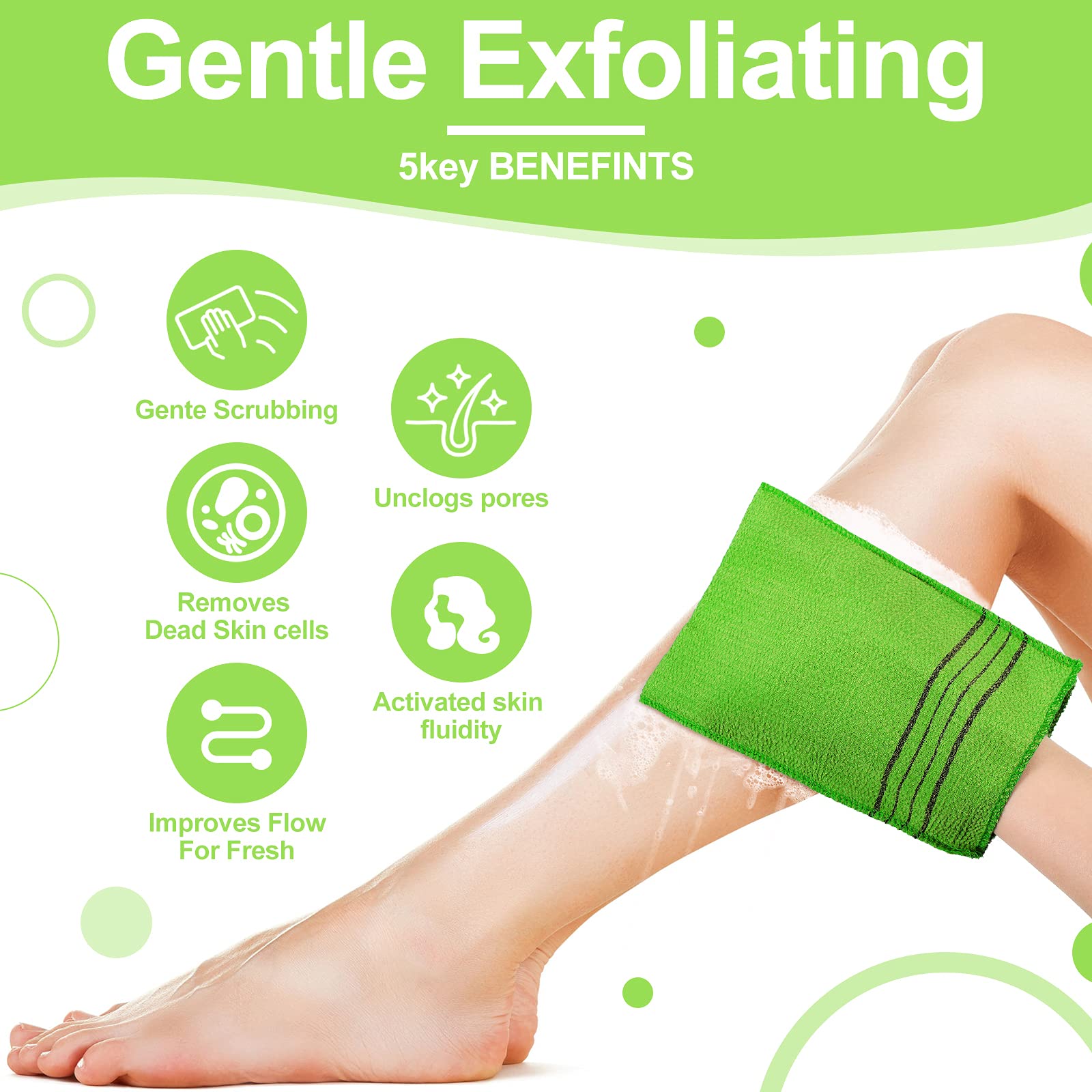 Tatuo 12 Pieces Korean Exfoliating Mitt Glove Italy Towel Body Skin Scrubber Exfoliating Scrubber for Remove Dead Skin Washcloth Korean(Small,Yellow, Green, Blue, Pink)
