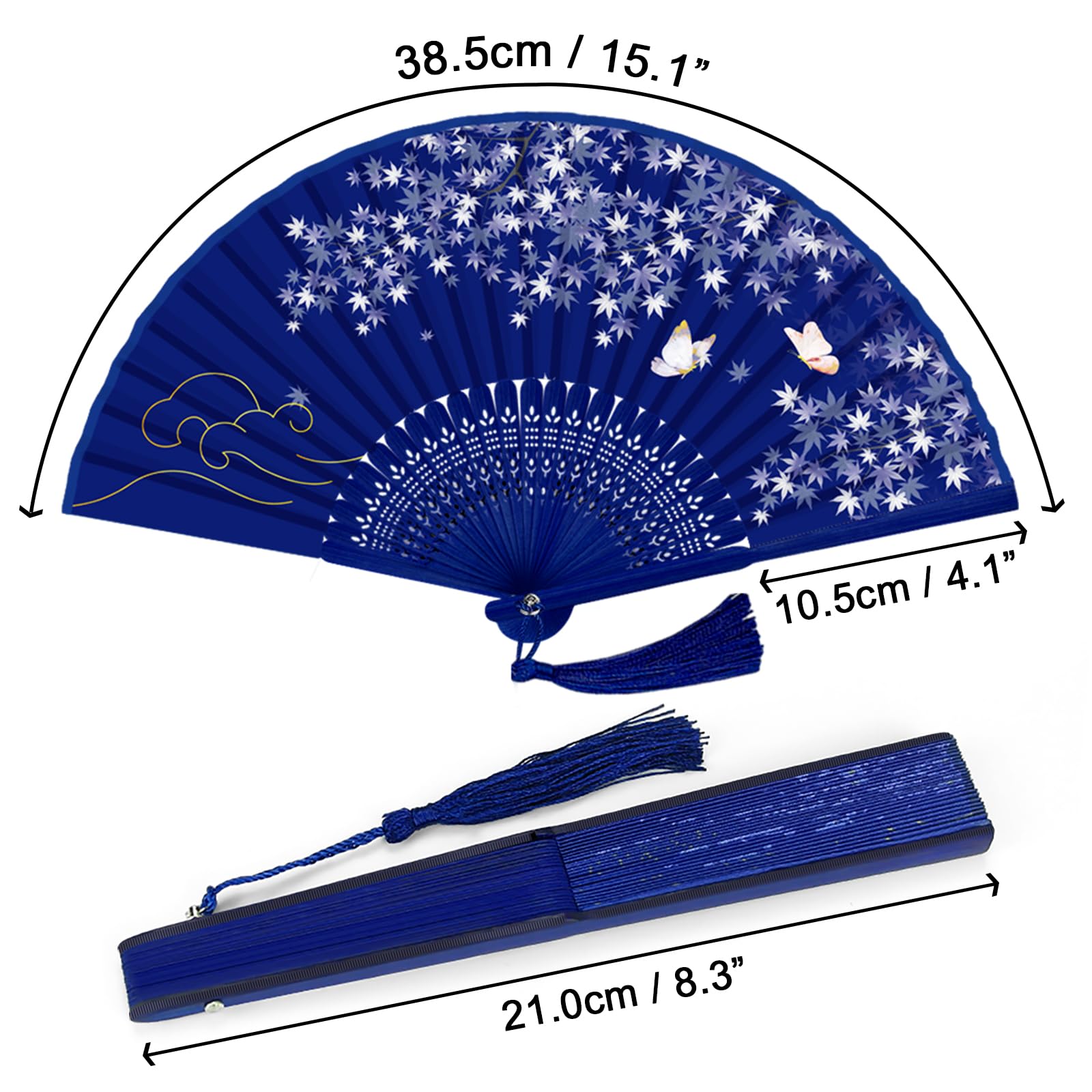 WEARXI Handheld Fan, 4 PCS Silk Hand Fan Foldable, Hand Fans for Women Foldable, Bamboo Folding Hand Held Fan, Mothers Day Mom Gifts for Women, Paper Fans for Line Dancing, Party, Wedding & Home Decor