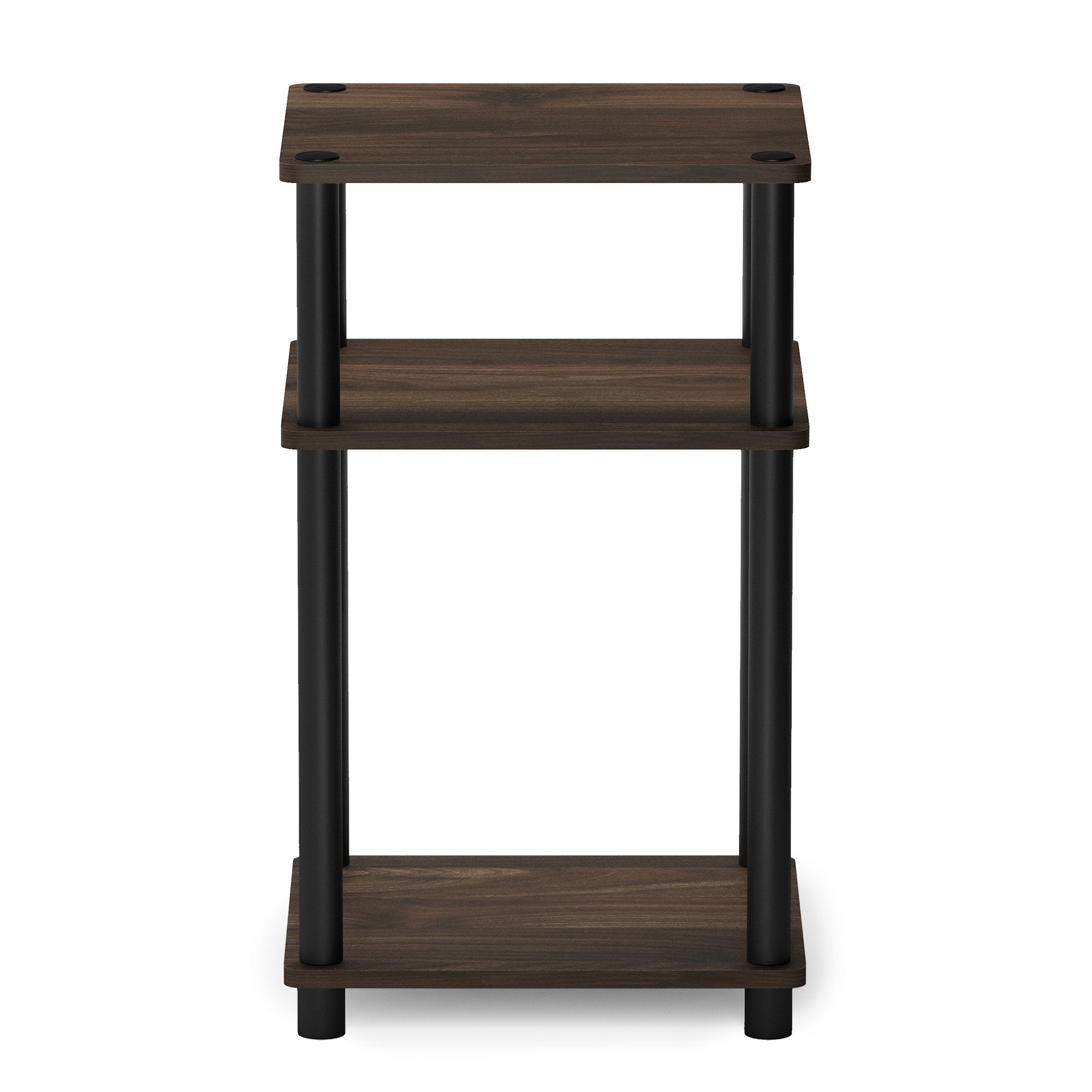 Furinno Just 3-Tier Turn-N-Tube End Table / Side Table / Night Stand / Bedside Table with Plastic Poles, 1-Pack, Columbia Walnut/Black