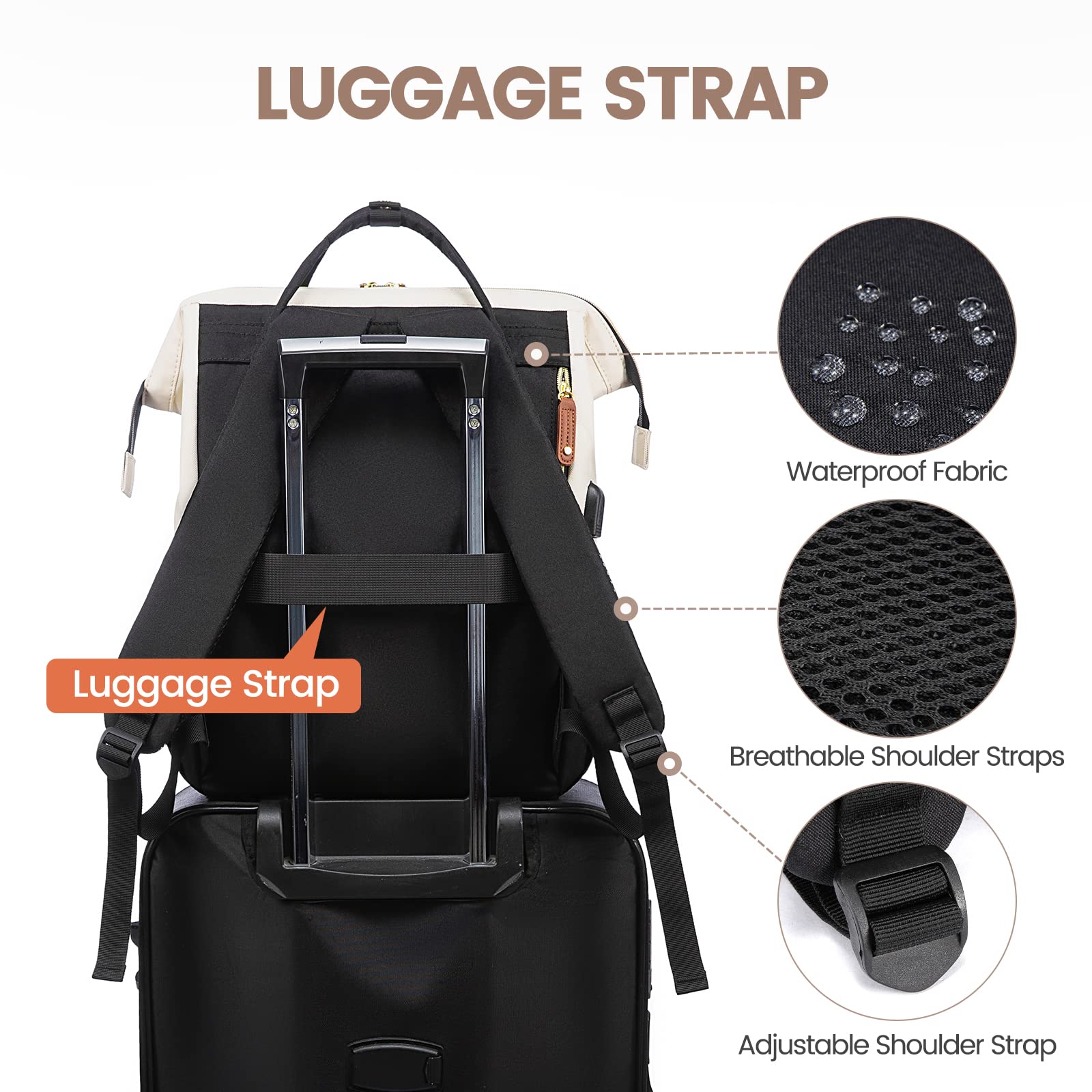 LOVEVOOK Laptop Backpack for Women, 15.6 Inch Work Business Backpacks Purse With Large Capacity, Waterproof Nurse Bag College Bookbag for School, Waterproof Casual Daypack for Travel