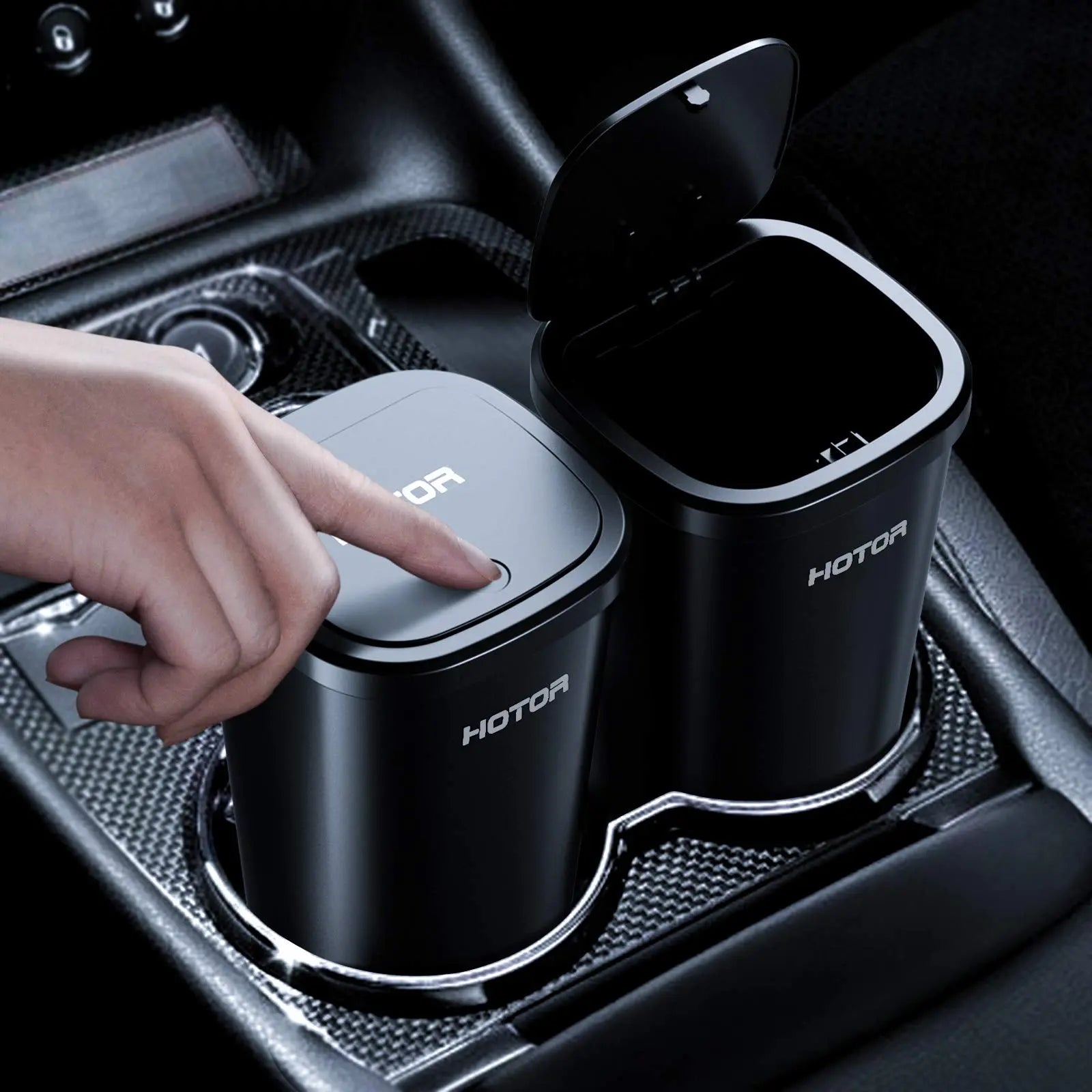 HOTOR Car Trash Can, Trash Cup with 30 Additional Trash Bags for Exclusive Using, Multipurpose for Office & Home to Meet Various Needs - 2 Packs, Black