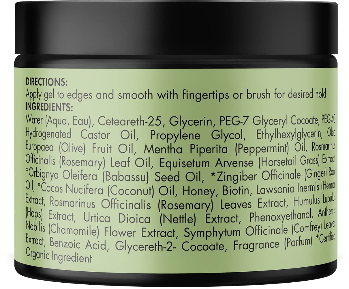 Mielle Organics Rosemary & Mint Edge Control Gel - Strong Hold Hair & Edge Gel for Women & Men - Infused with Biotin, Coconut & Babassu Oil to Encourage Longer, Healthier Hair (2 Fl Oz)