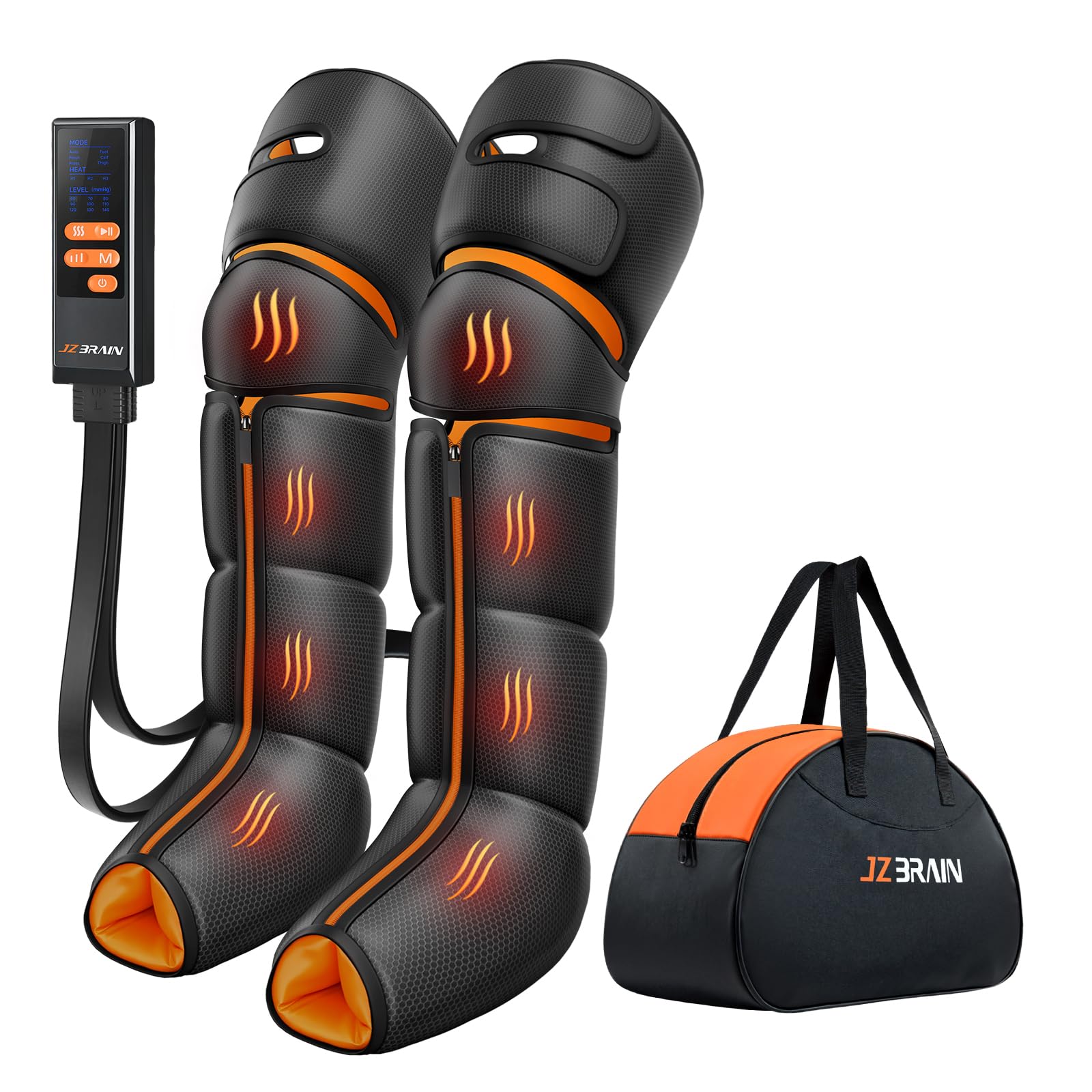 JZBRAIN Leg Massager with Heat and Compression : Sequential Compression Boots with 6 Modes, 9 Intensity and 3 Heat – Leg Massager for Circulation and Pain Relief - Gifts for Mom,Dad,Seniors,Him,Her