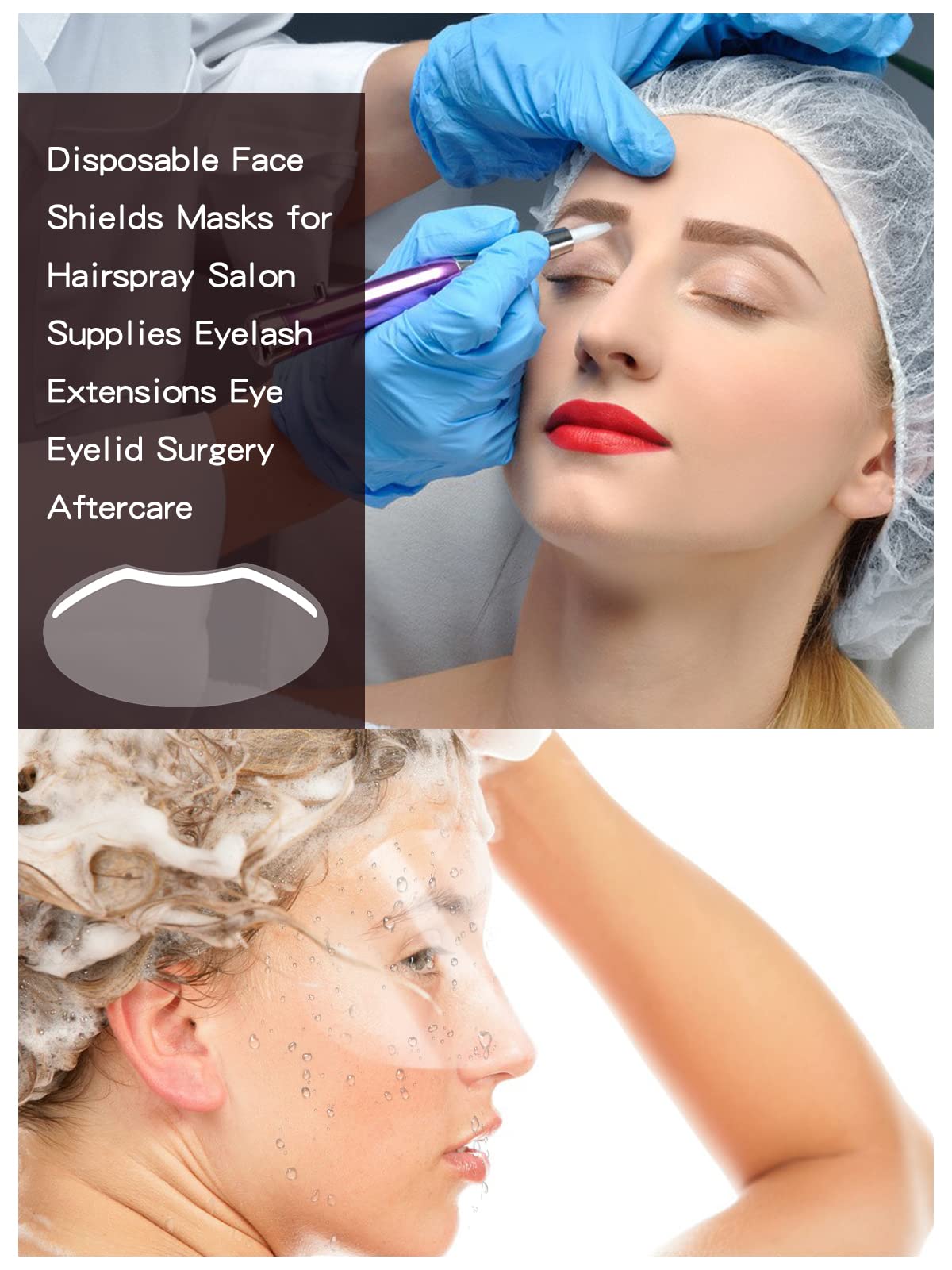 100 PCS Microblading Makeup Shower Face Shields Visors, Disposable Face Shields Masks for Hairspray Salon Supplies and Eyelash Extensions Eye Eyelid Surgery Aftercare