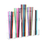 HSFTEC Straw Holder for Cabinet Door, Reusable Tumbler Straw Organizer Storage Container Mount for Kitchen Counter Cupboard Door (Transparent, 1 pack)