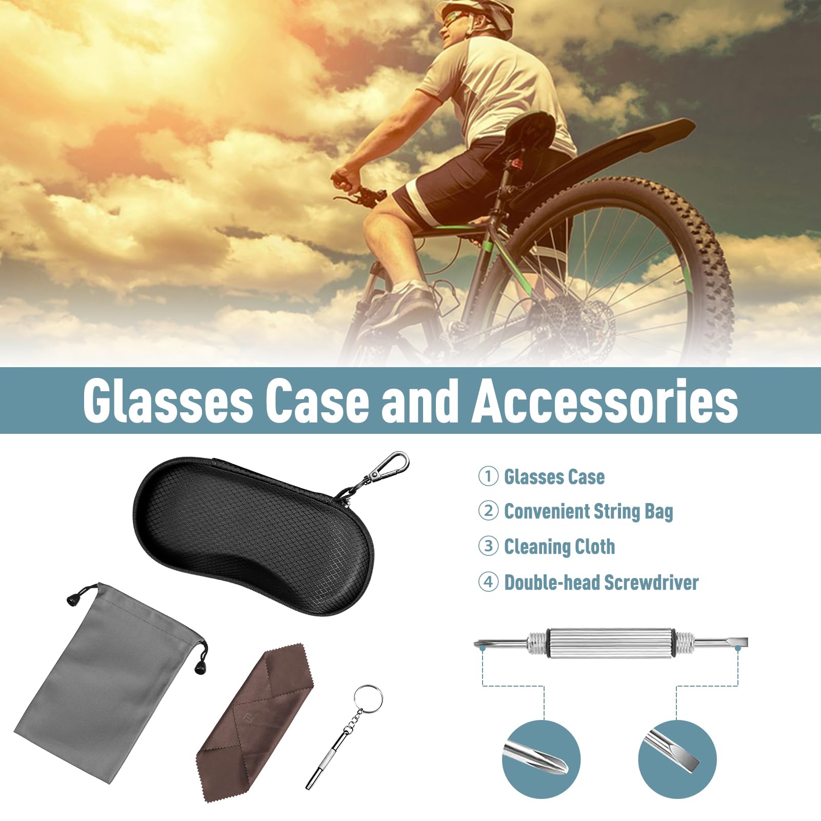 Fintie Sunglasses Case, Hard EVA Shell Shockproof Sport Glasses Case with Metal Carabiner Travel Zipper Eyeglasses Holder, Black