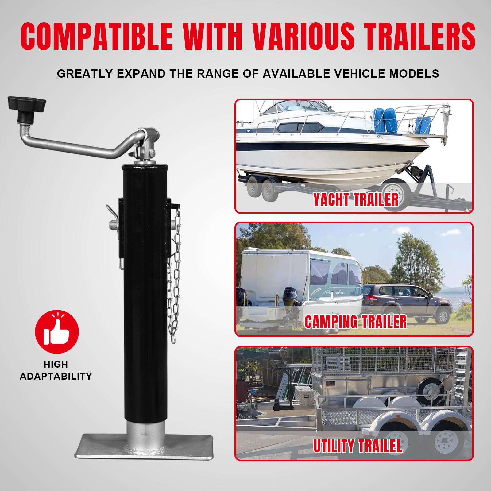 BIG RED 2000 LBs Capacity Weld on Pipe Mount Swivel Trailer Jack, ATR39003R