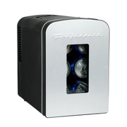 Frigidaire Portable 9-Can Mini Cooler Fridge, 5L, Brushed Stainless Rugged, Window, EFMIS189-SS, Clear Door, Glass