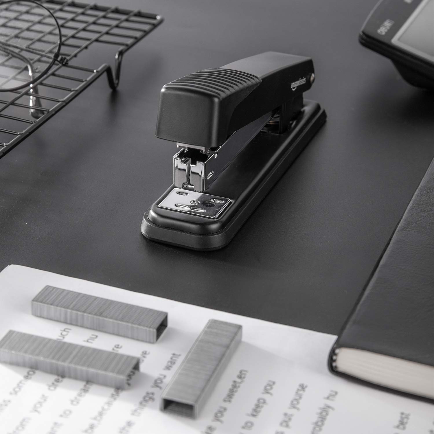 Amazon Basics Full-strip Metal Office Desktop Stapler, 20 Sheet Capacity, 3 Pack, Black