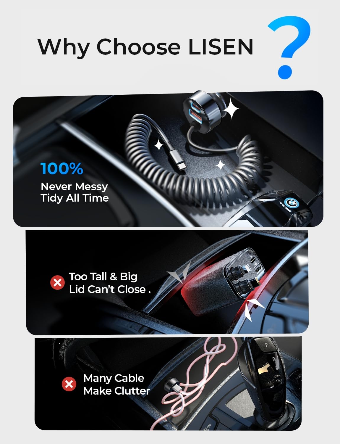 LISEN 95W for iPhone 17 Pro Max Car Charger USB C Fast Charging,Super Fast for iPhone 16/17 Pro Car Charger Type C Adapter Fit iPhone 17 Air ProMax Plus/16/15,Pixel 10, Samsung Galaxy S25/24,Android