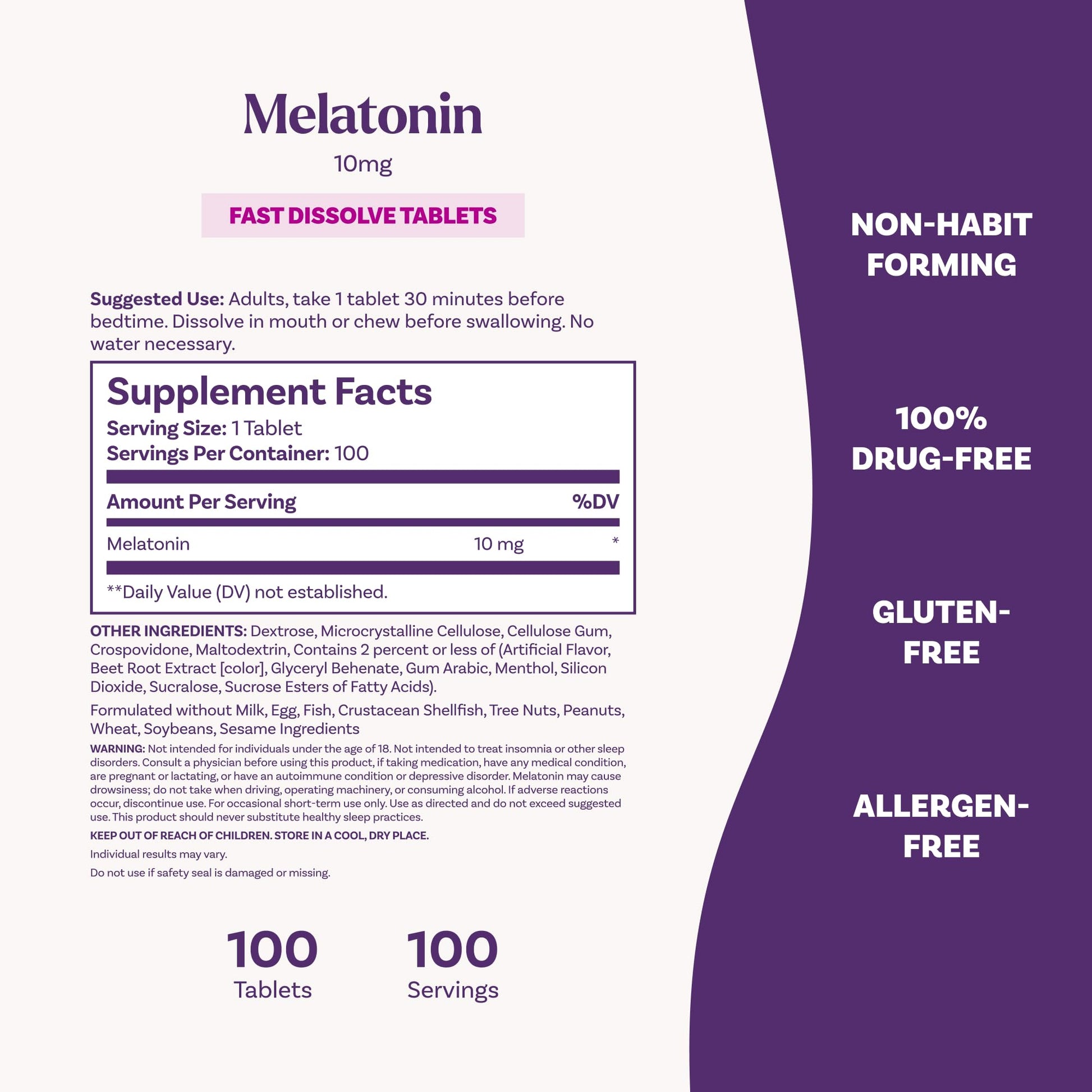 Natrol Fast Dissolve Melatonin 10mg Tablets - Strawberry Flavor, 100 Count, Sleep Support Melatonin Tablets for Adults, 100-Day Supply