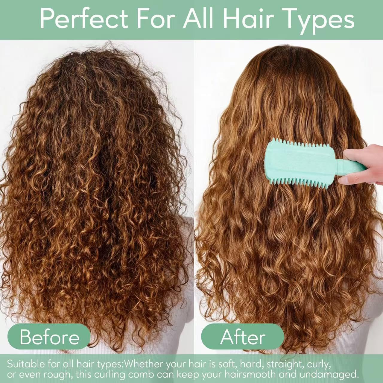 Curly Hair Brush Defining, Volume Curl Defining Brush for Effortlessly Detangling Shaping and Styling Women's Curls, Waves & Coils, Curly Hair Products, Reduce Frizz (Green 1PC)
